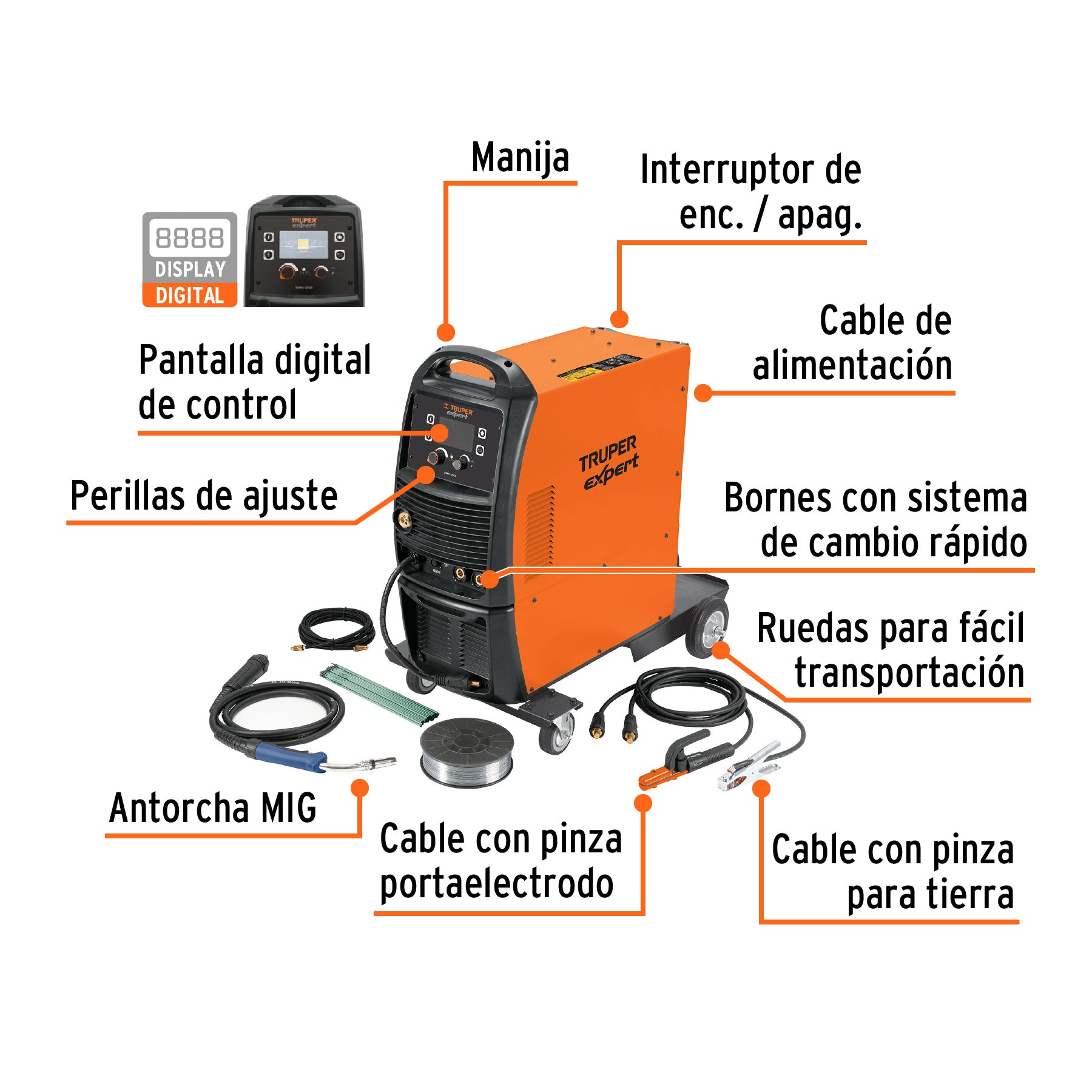 Soldadora multiproceso de 250 A, TRUPER EXPERT
