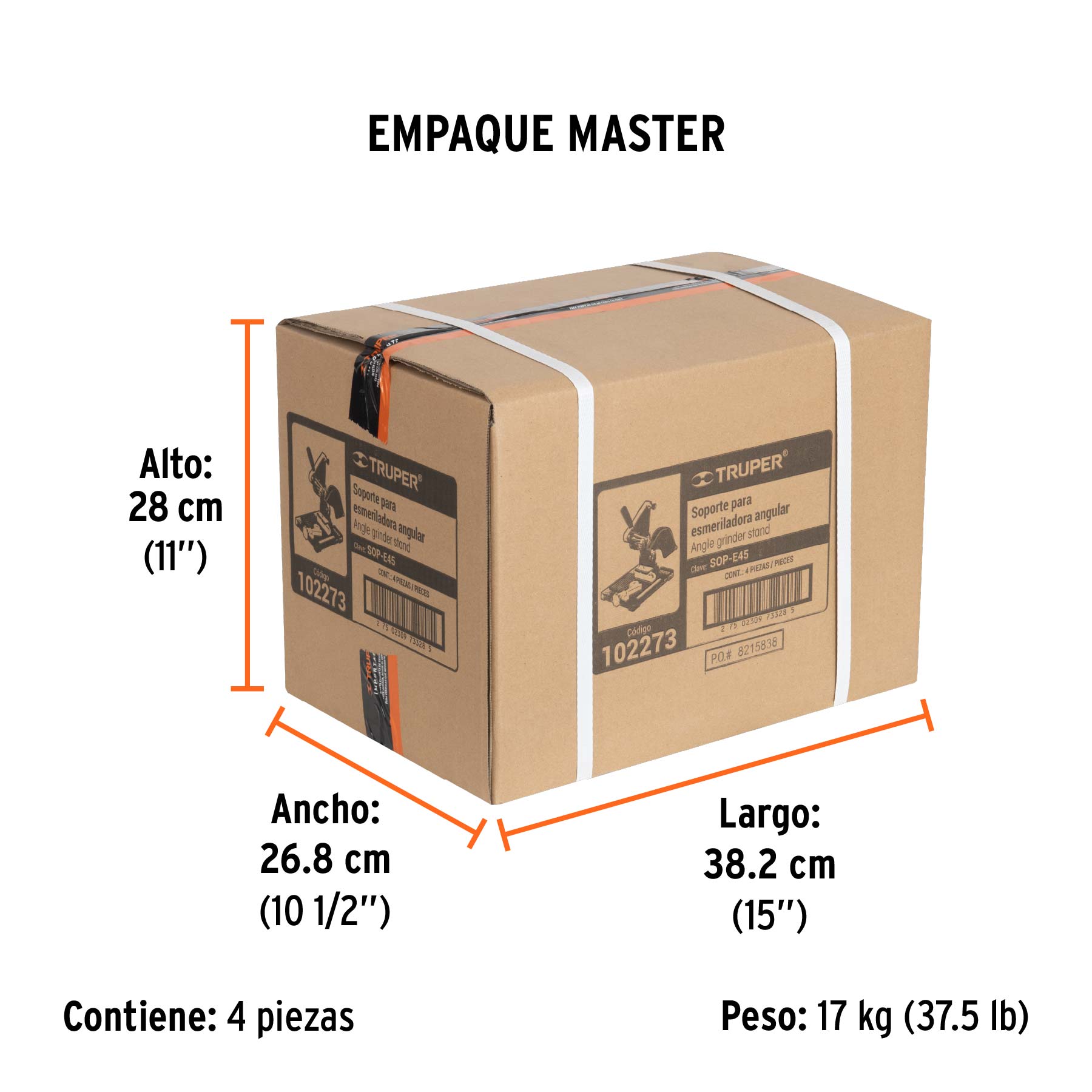 Soporte para esmeriladora angular de 4 1/2", TRUPER - Empaque
