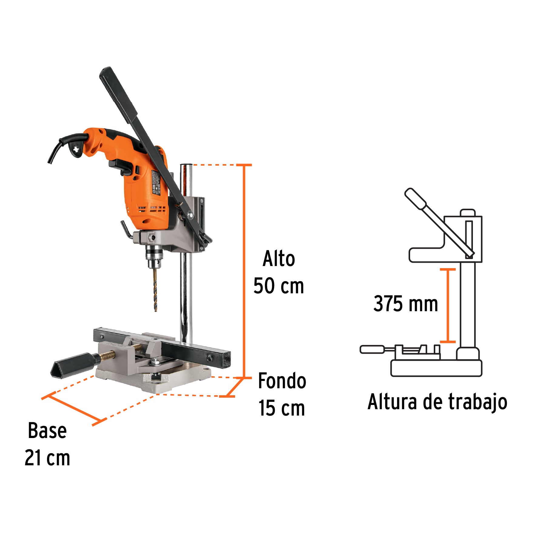 Soporte vertical para taladro 3/8"-1/2", TRUPER