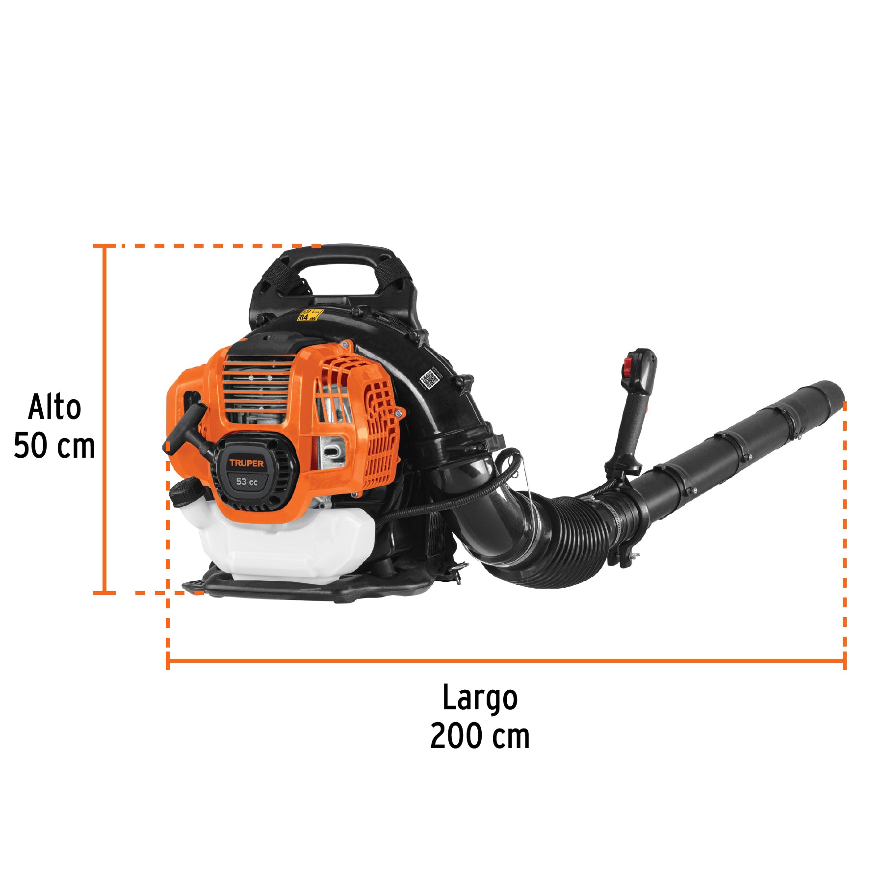 Sopladora con motor de 53cc a gasolina, tipo mochila, TRUPER