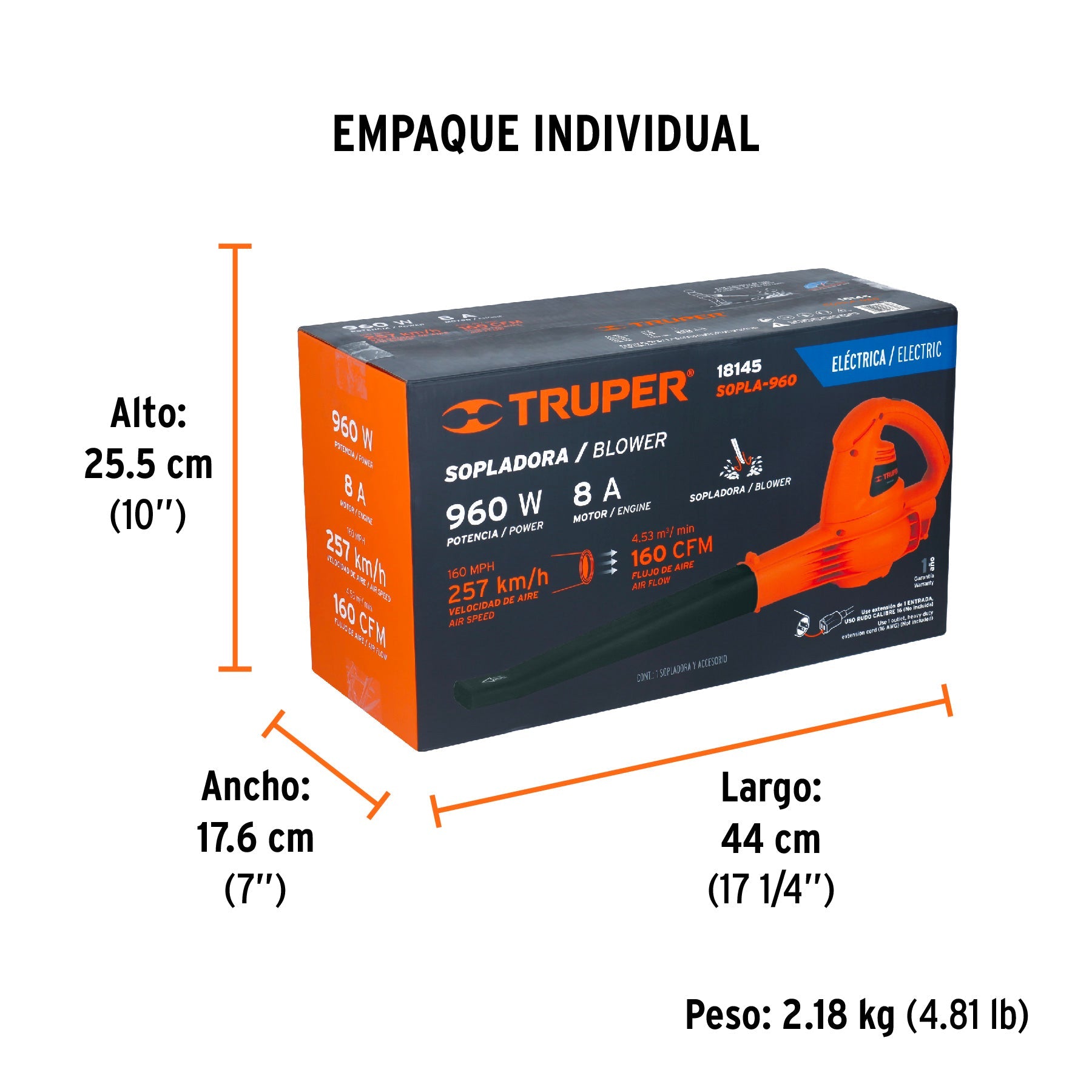 Sopladora eléctrica de 960 W, TRUPER - Empaque
