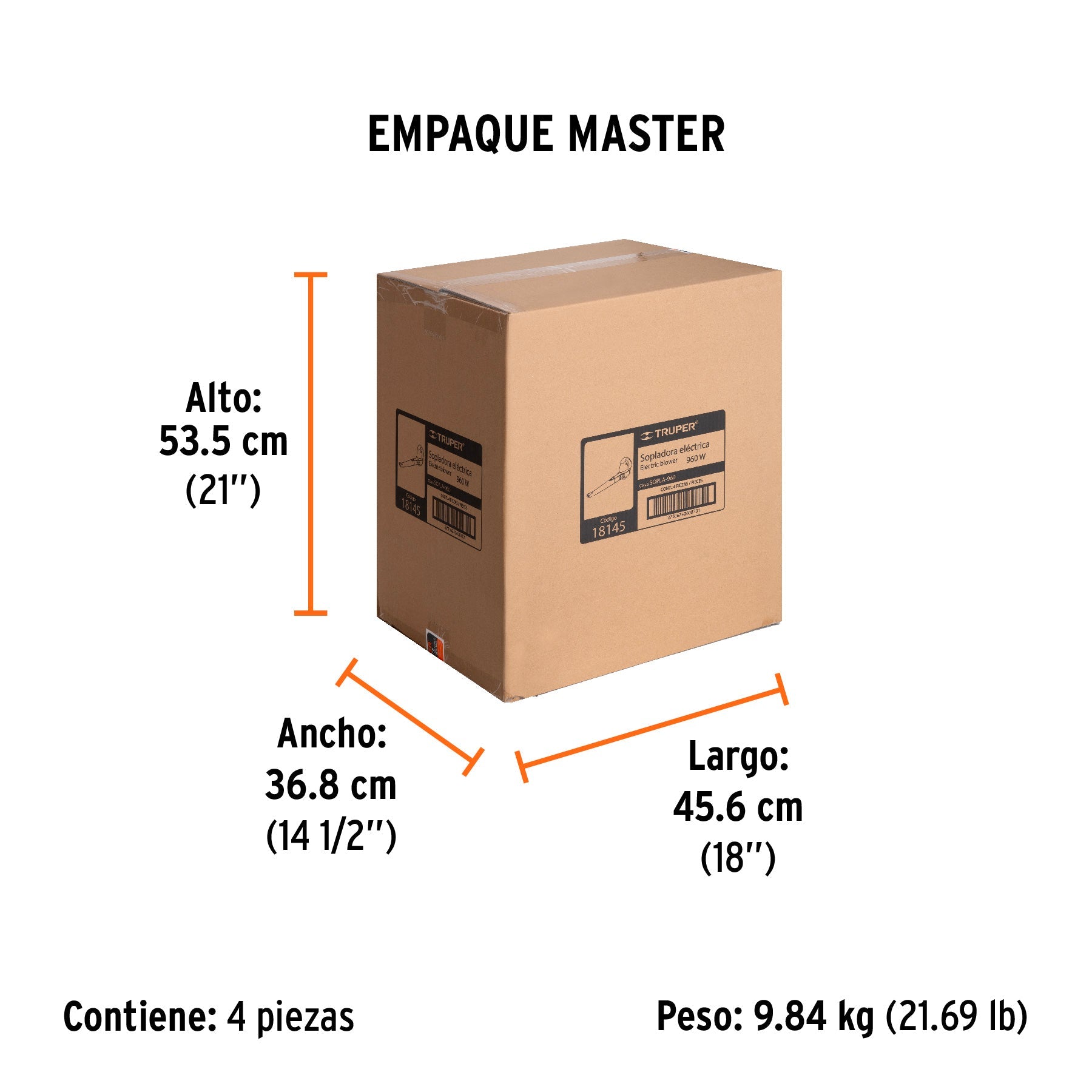 Sopladora eléctrica de 960 W, TRUPER - Empaque