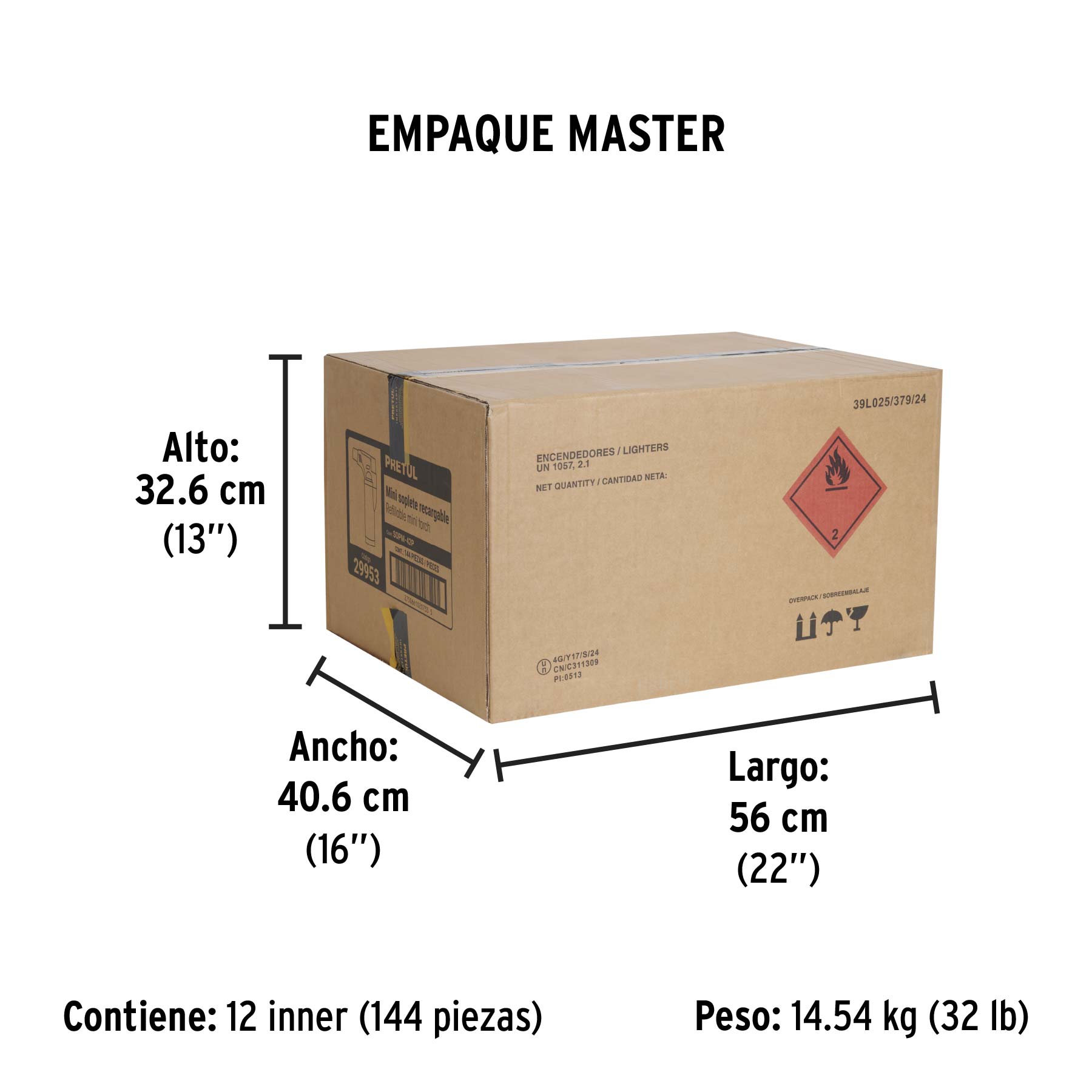 Mechero recargable de 42 ml para flamear alimentos, PRETUL - Empaque