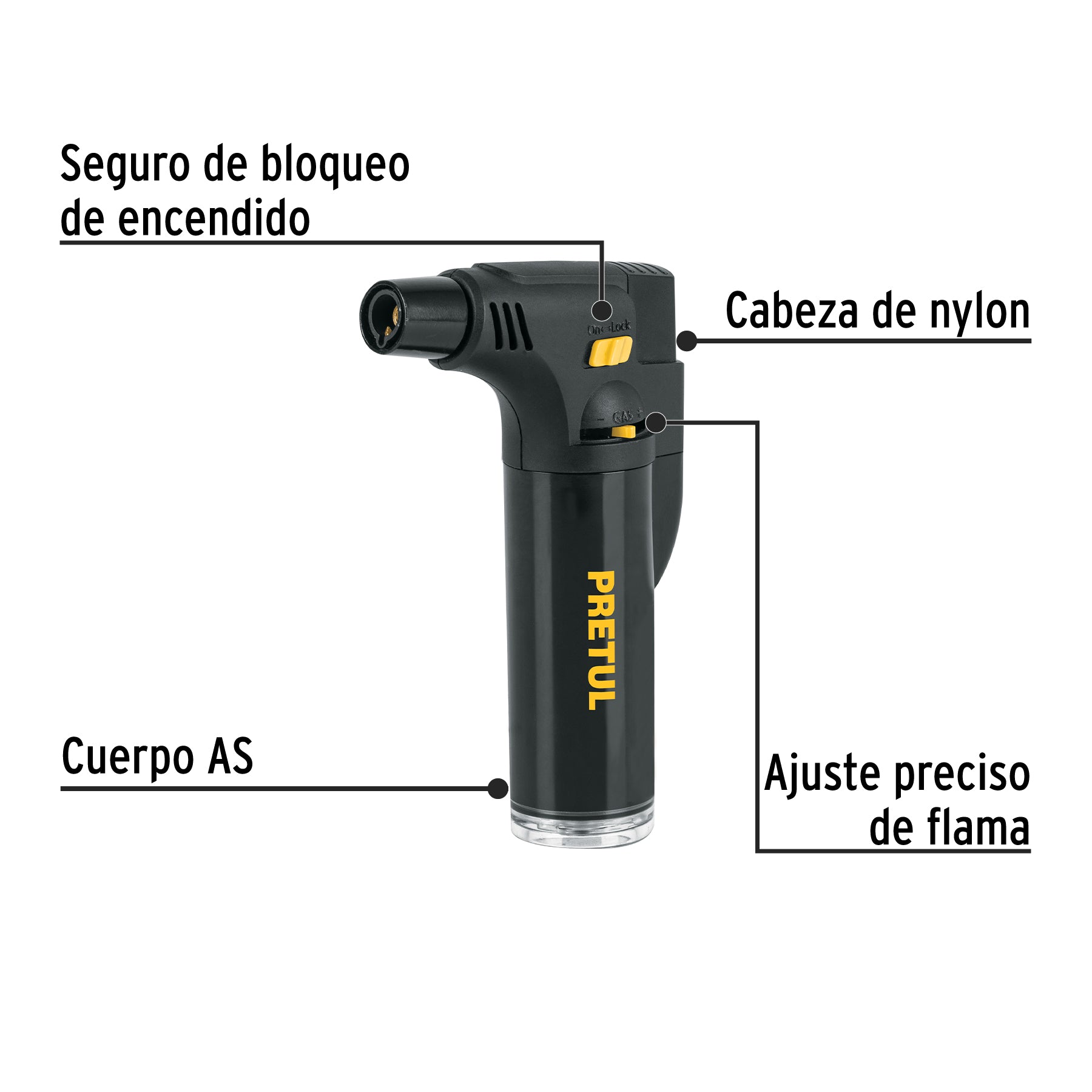 Mechero recargable de 42 ml para flamear alimentos, PRETUL