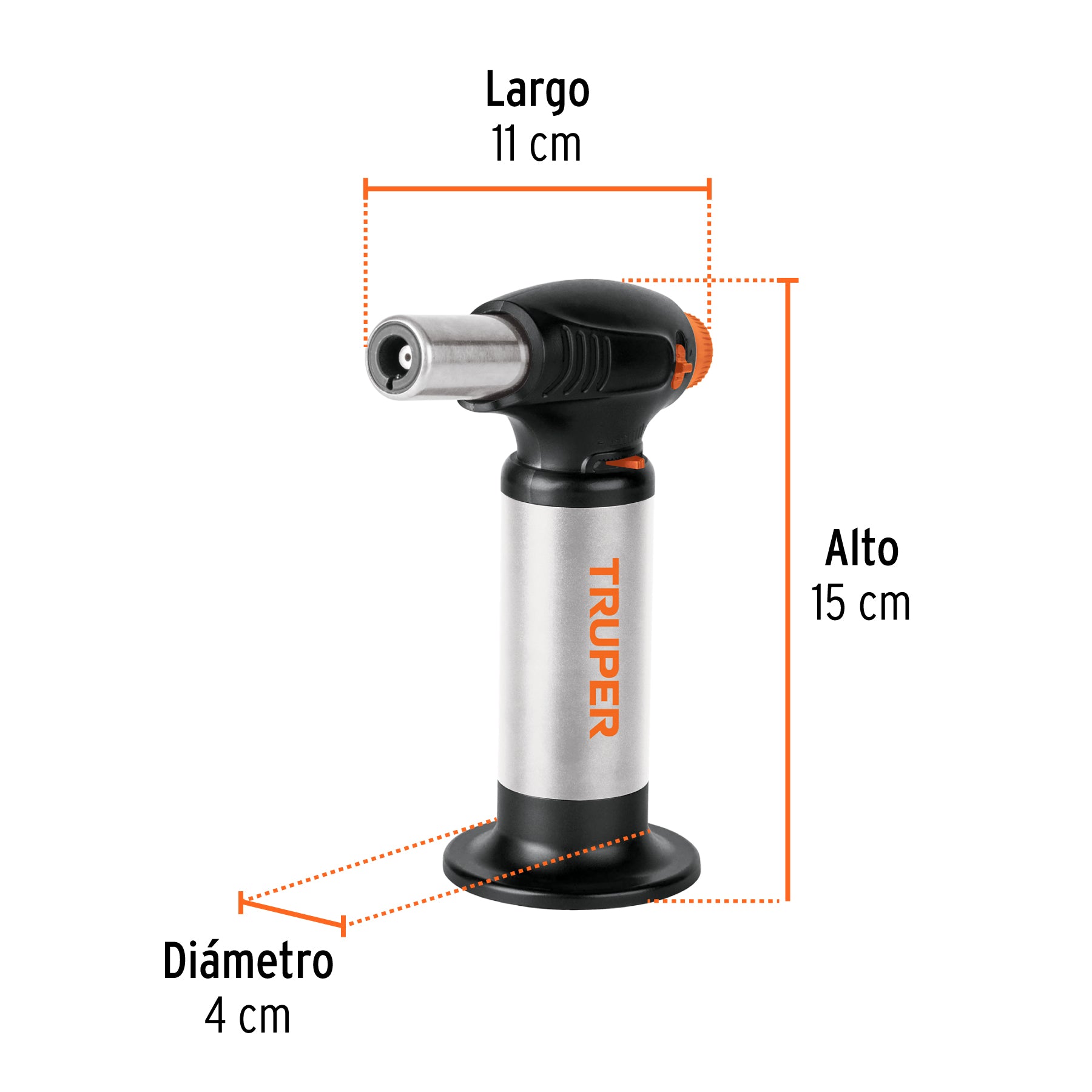 Mechero recargable de 64 ml para flamear alimentos, TRUPER