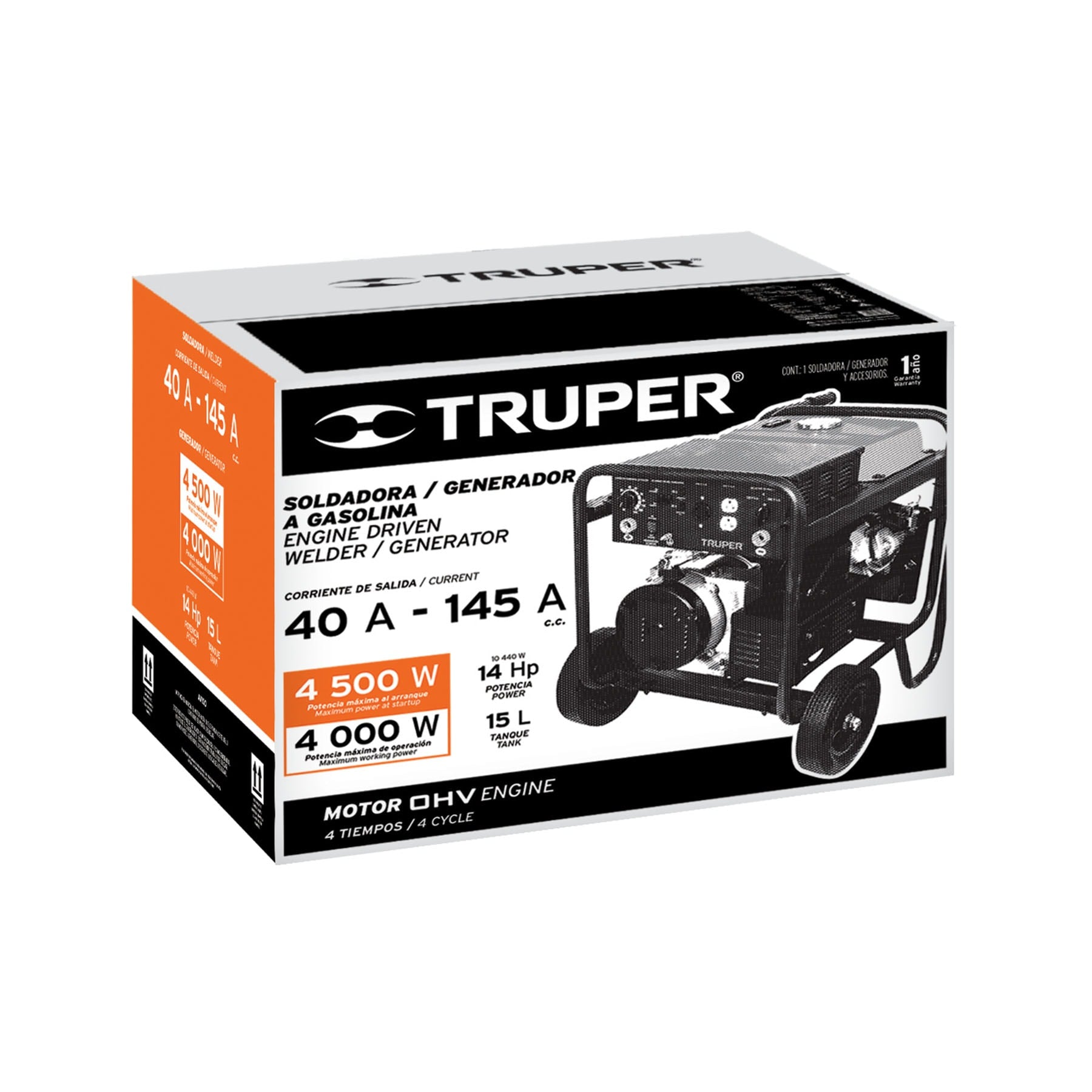 Soldadora a gasolina 145 A con generador, TRUPER