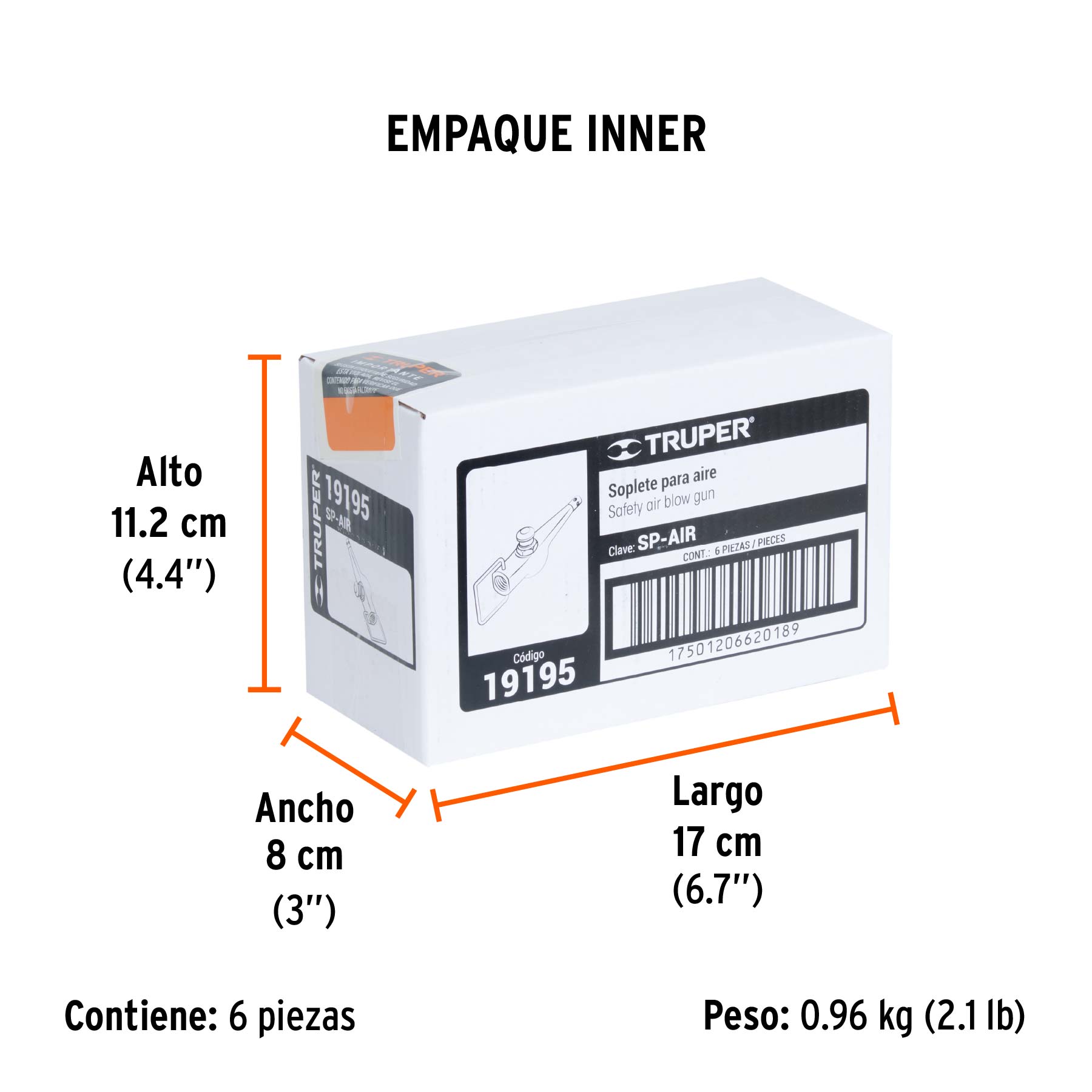 Soplete de aluminio de aire tipo M, TRUPER - Empaque