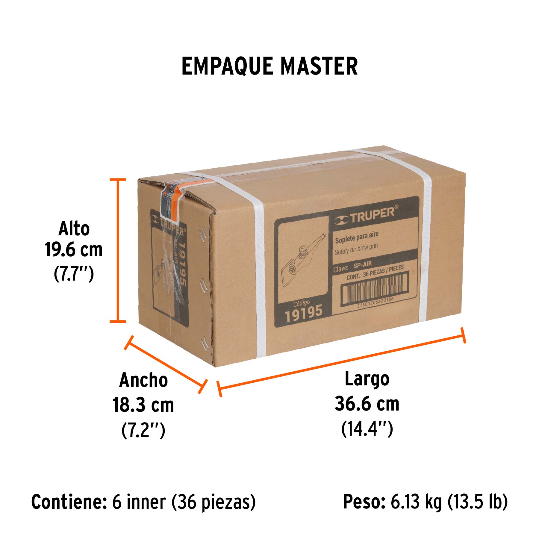 Soplete de aluminio de aire tipo M, TRUPER - Empaque
