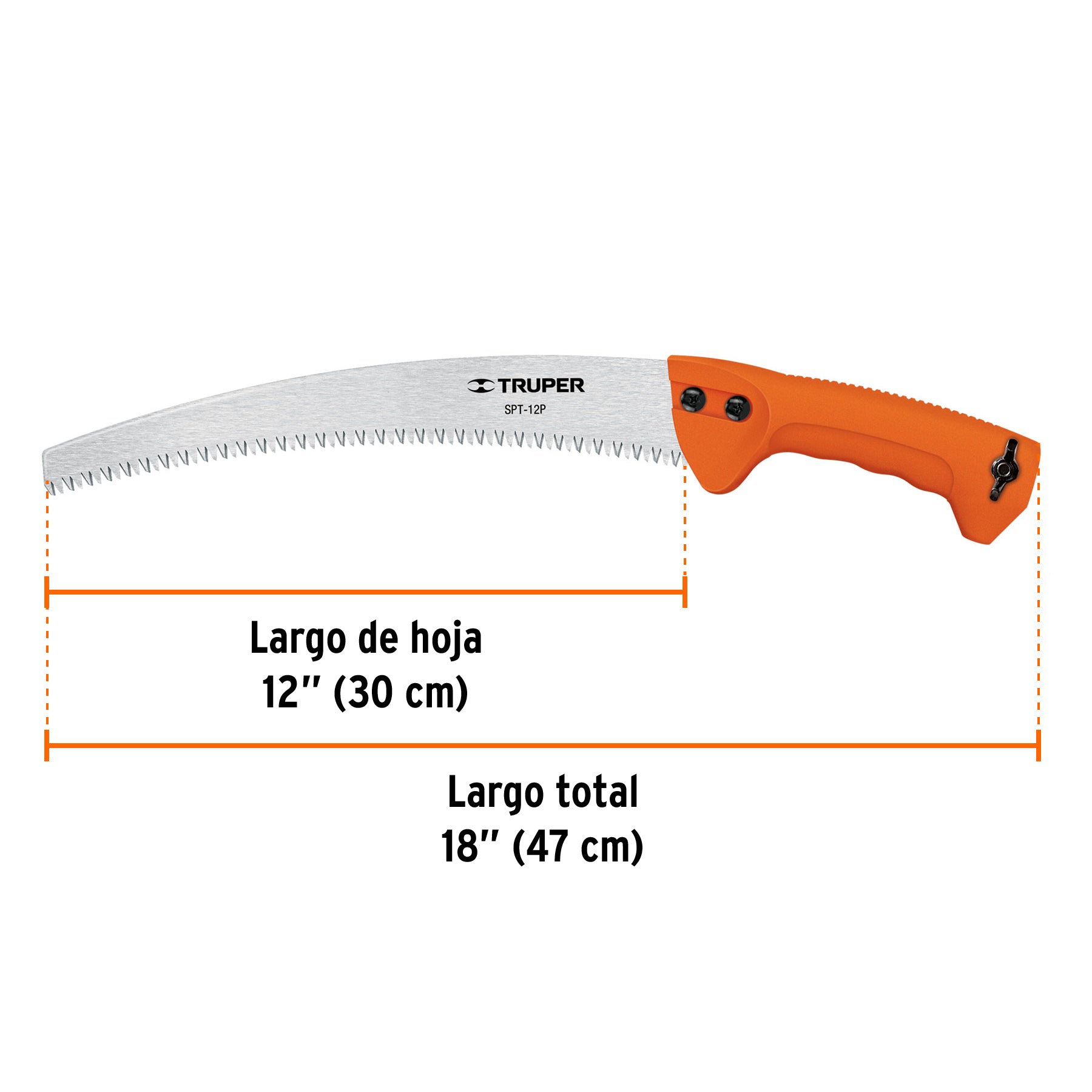 Serrucho de poda 12",hoja curva,6 DPP,mango plástico, TRUPER