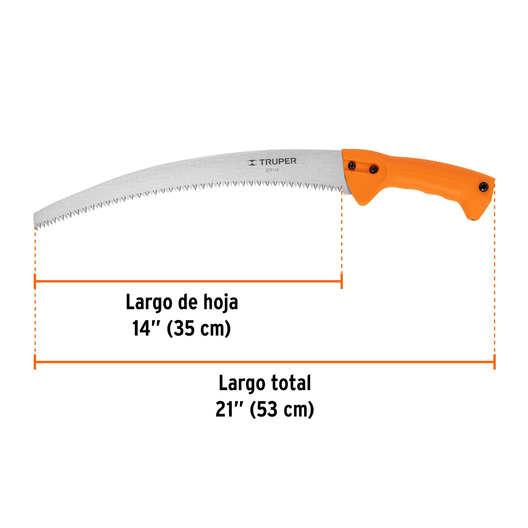 Serrucho de poda 14",hoja curva,6 DPP,mango plástico, TRUPER