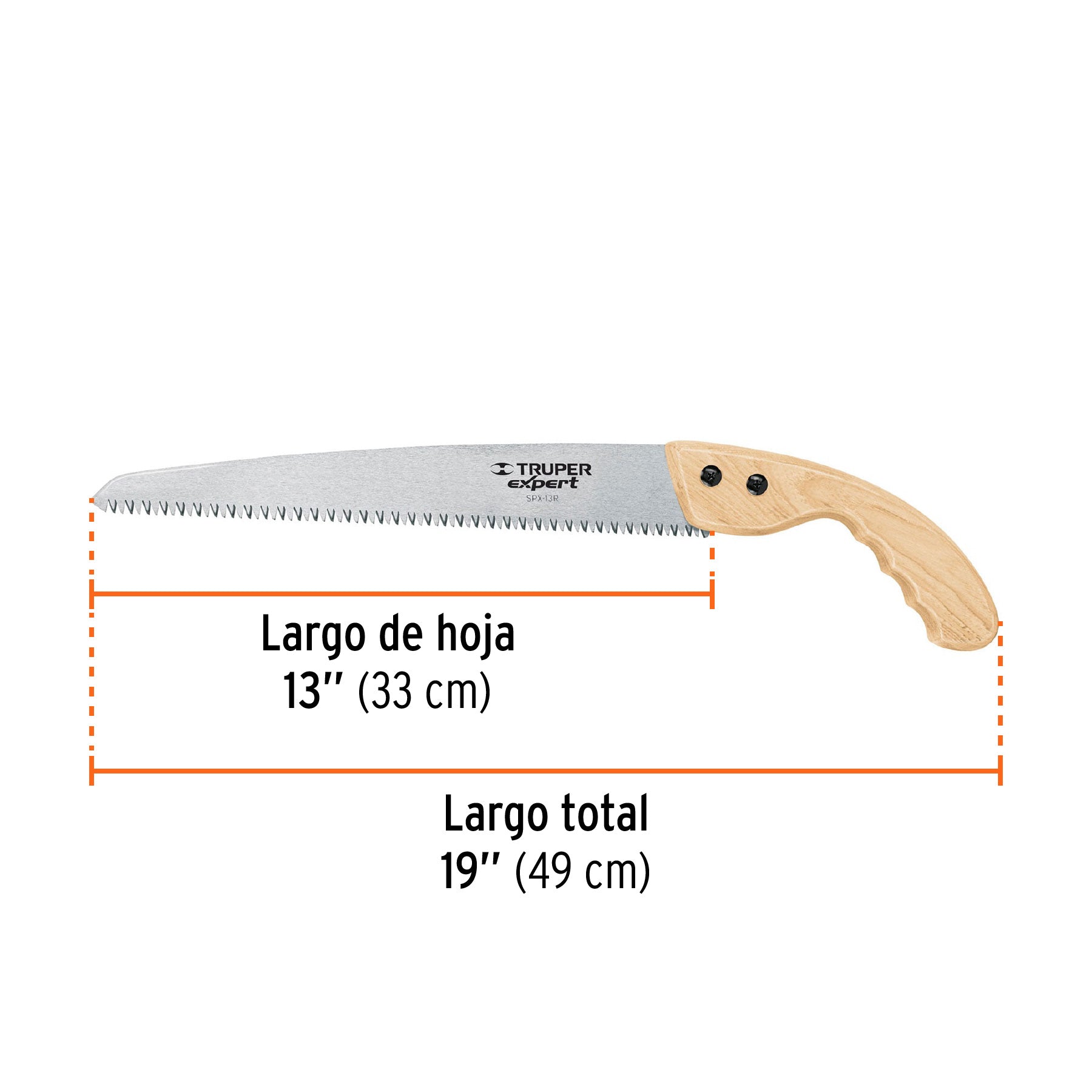 Serrucho de poda 13",hoja recta,7 DPP, mango madera, EXPERT