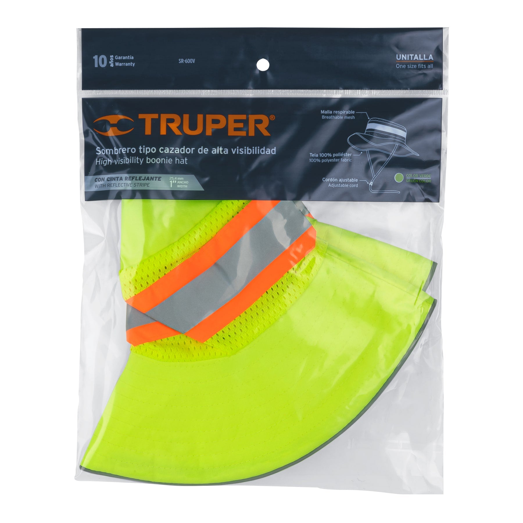 Sombrero tipo cazador verde, alta visibilidad, TRUPER