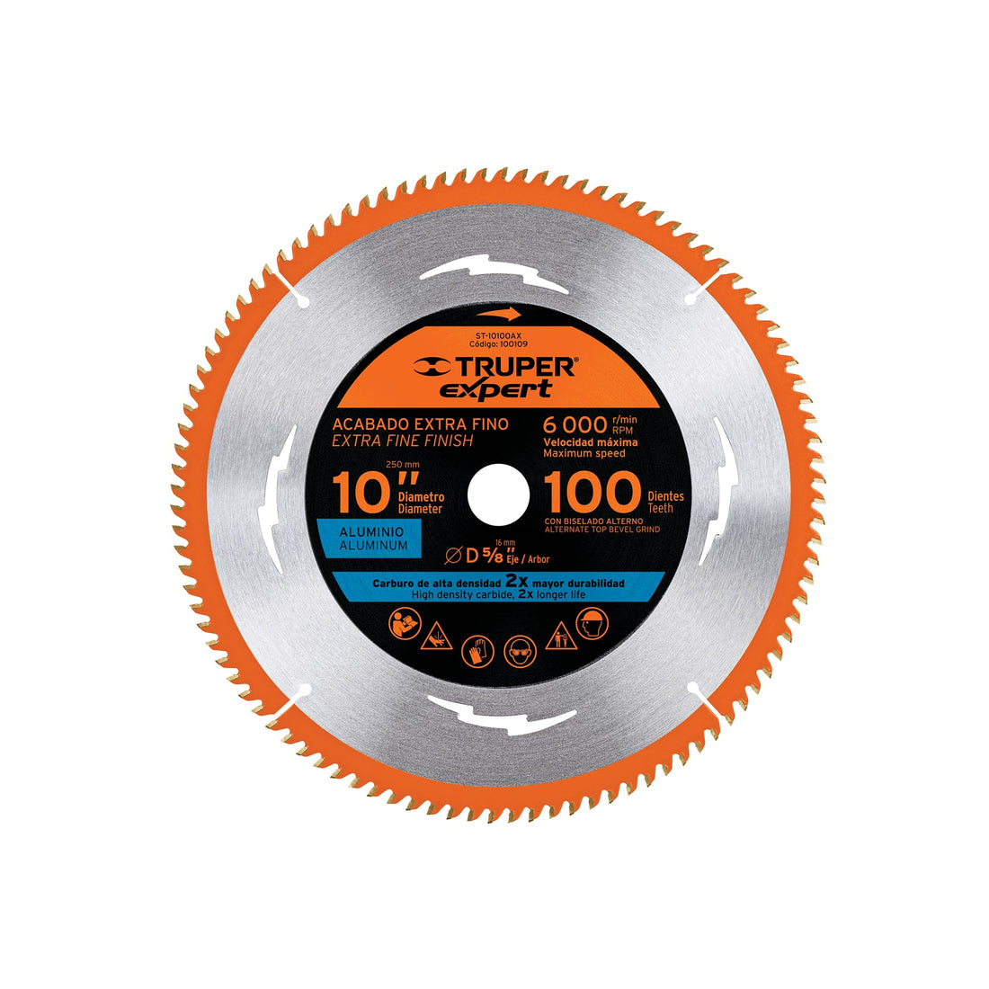 Disco sierra 10" p/aluminio, 100 dientes centro 5/8", EXPERT