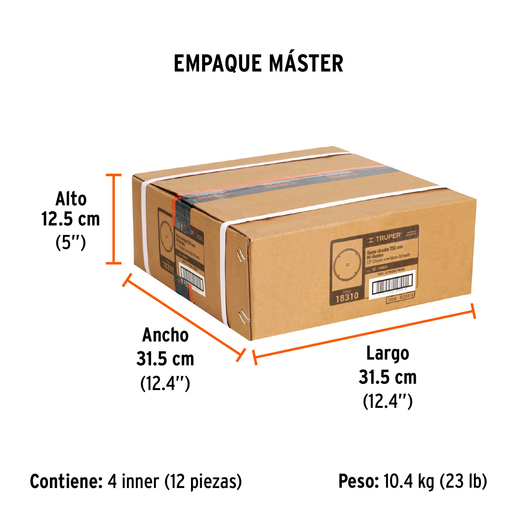 Disco sierra 10" para aluminio, 80 dientes centro 5/8" - Empaque