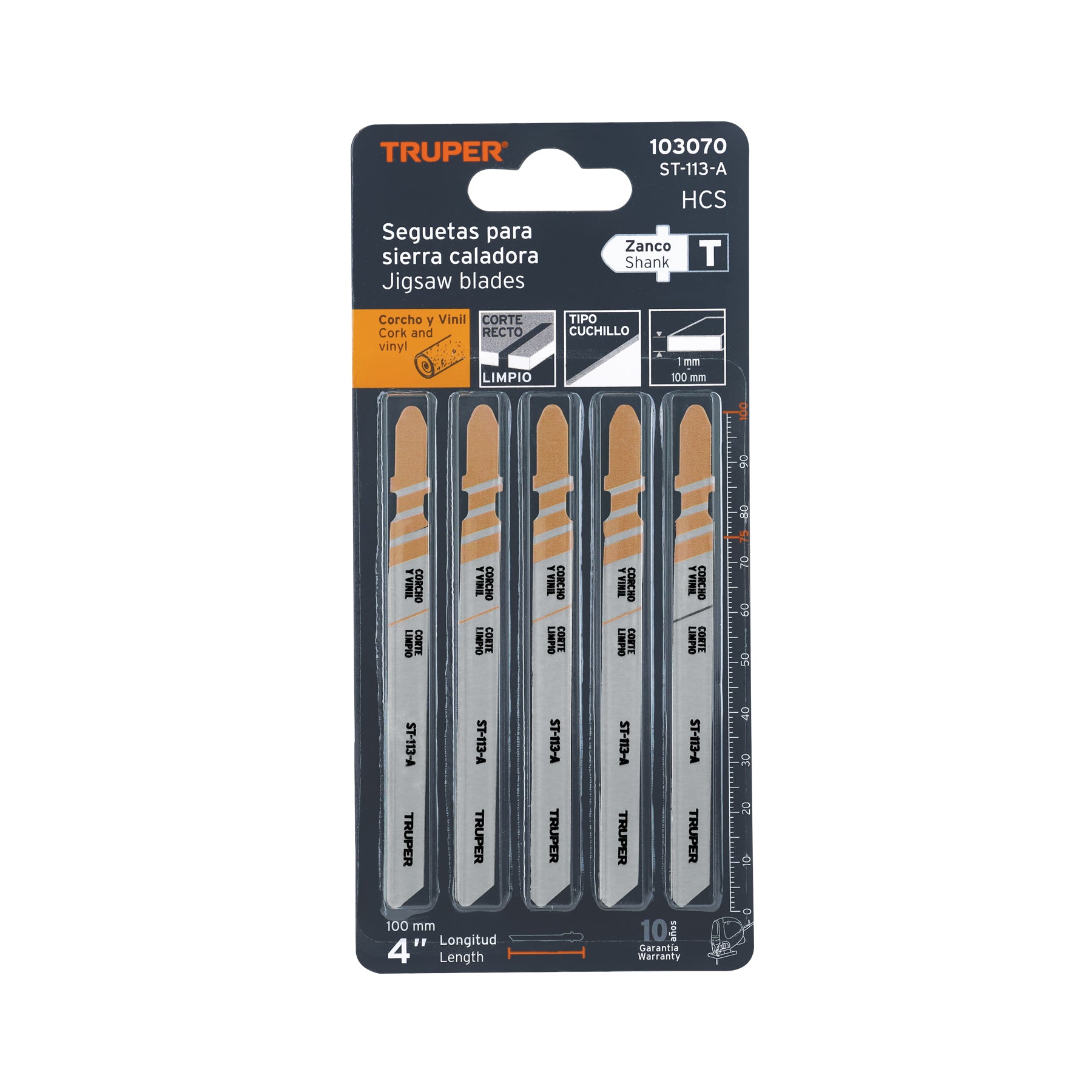 Blíster 5 seguetas T, cuchilla HCS, para material suave