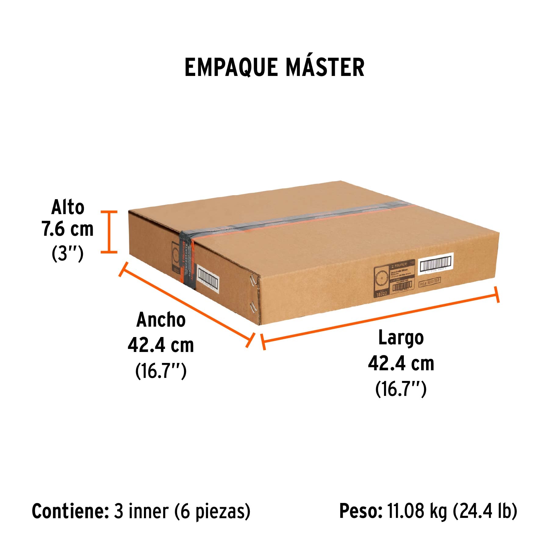 Disco sierra 14" para madera, 40 dientes centro 1", TRUPER - Empaque
