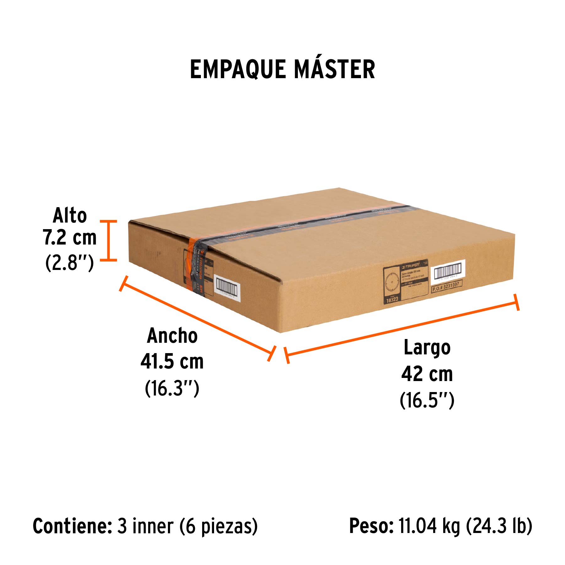 Disco sierra 14" para madera, 60 dientes centro 1", TRUPER - Empaque