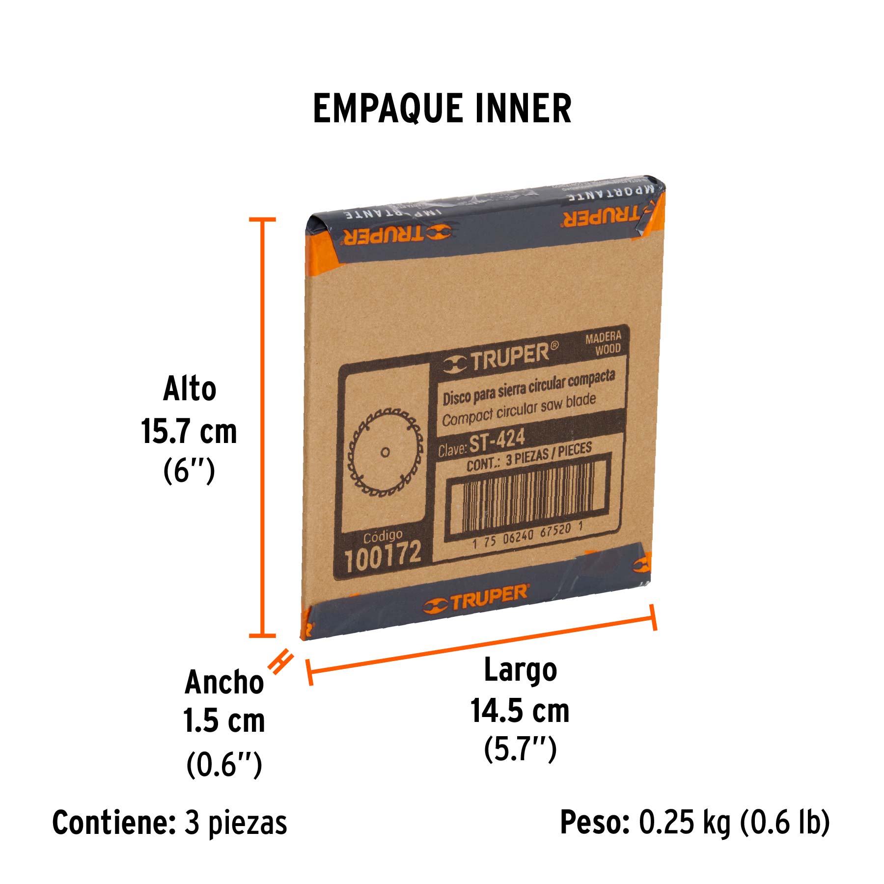 Disco sierra 4-1/2" para madera, 24 dientes centro 3/8" - Empaque