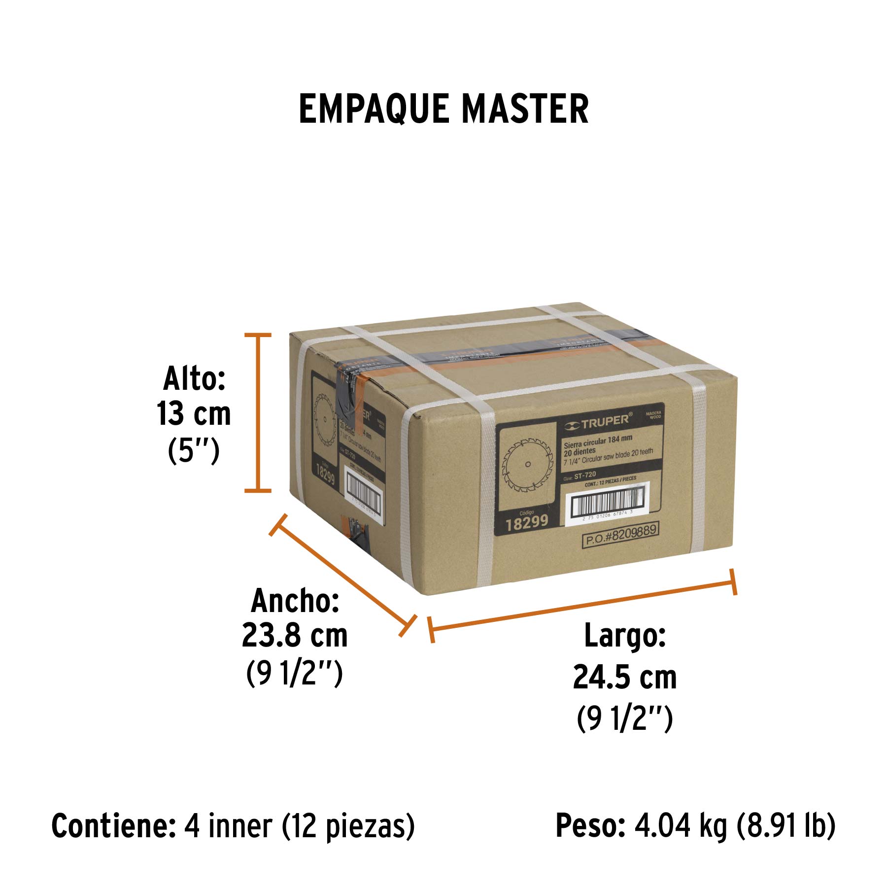 Disco sierra 7- 1/4" para madera, 20 dientes centro 5/8" - Empaque