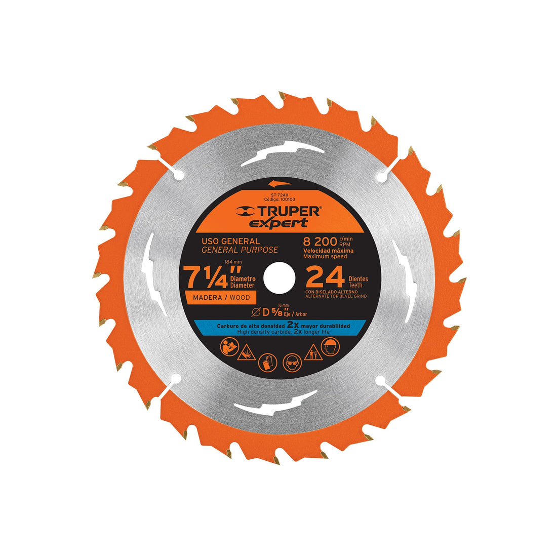 Disco sierra 7-1/4" p/madera, 24 dientes centro 5/8", EXPERT