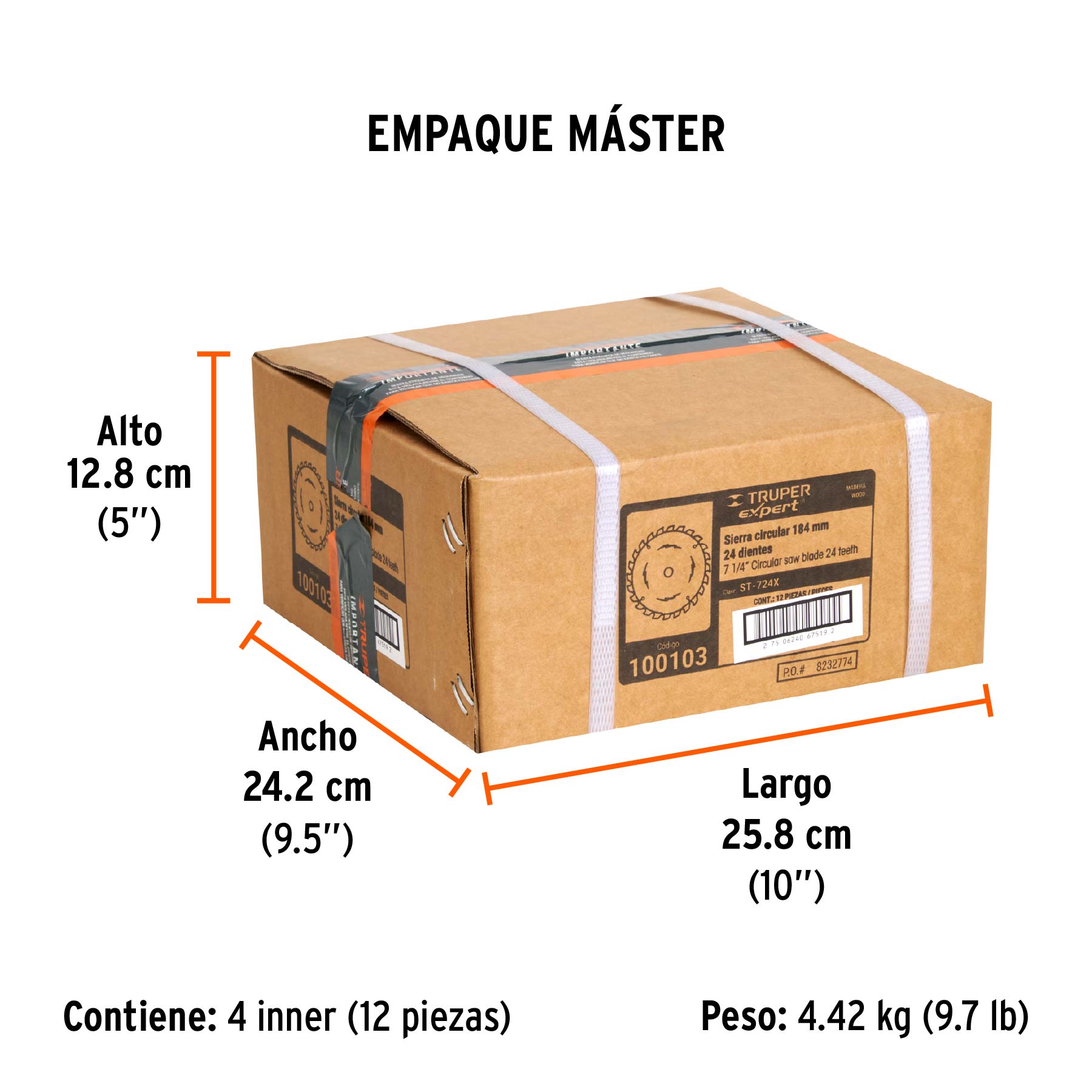 Disco sierra 7-1/4" p/madera, 24 dientes centro 5/8", EXPERT - Empaque