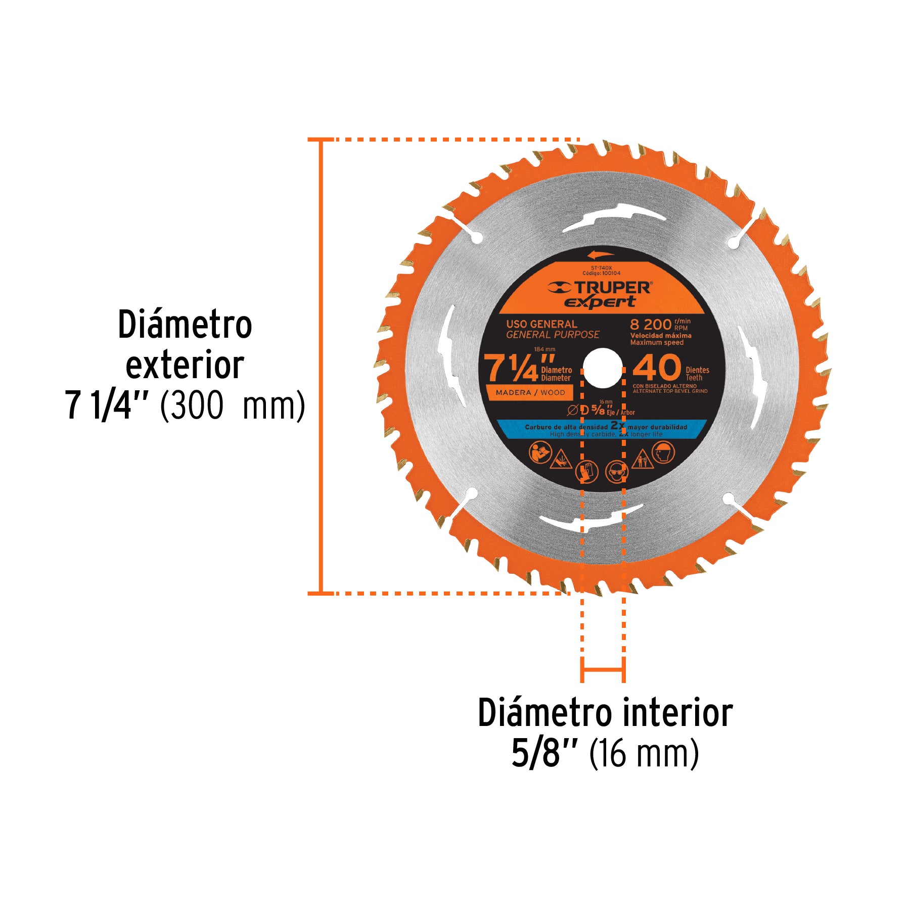 Disco sierra 7-1/4" p/madera, 24 dientes centro 5/8", EXPERT