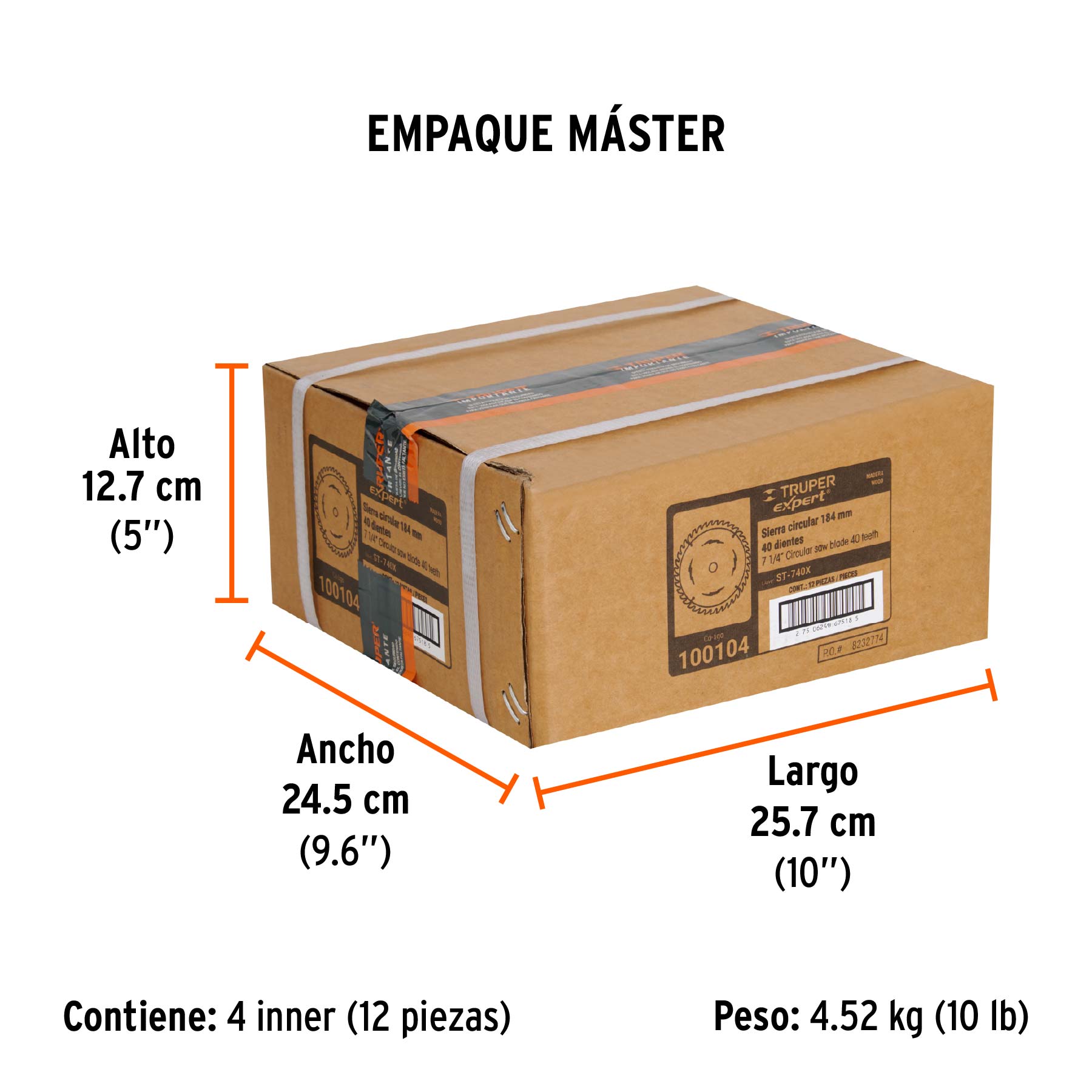 Disco sierra 7-1/4" p/madera, 40 dientes centro 5/8", EXPERT - Empaque