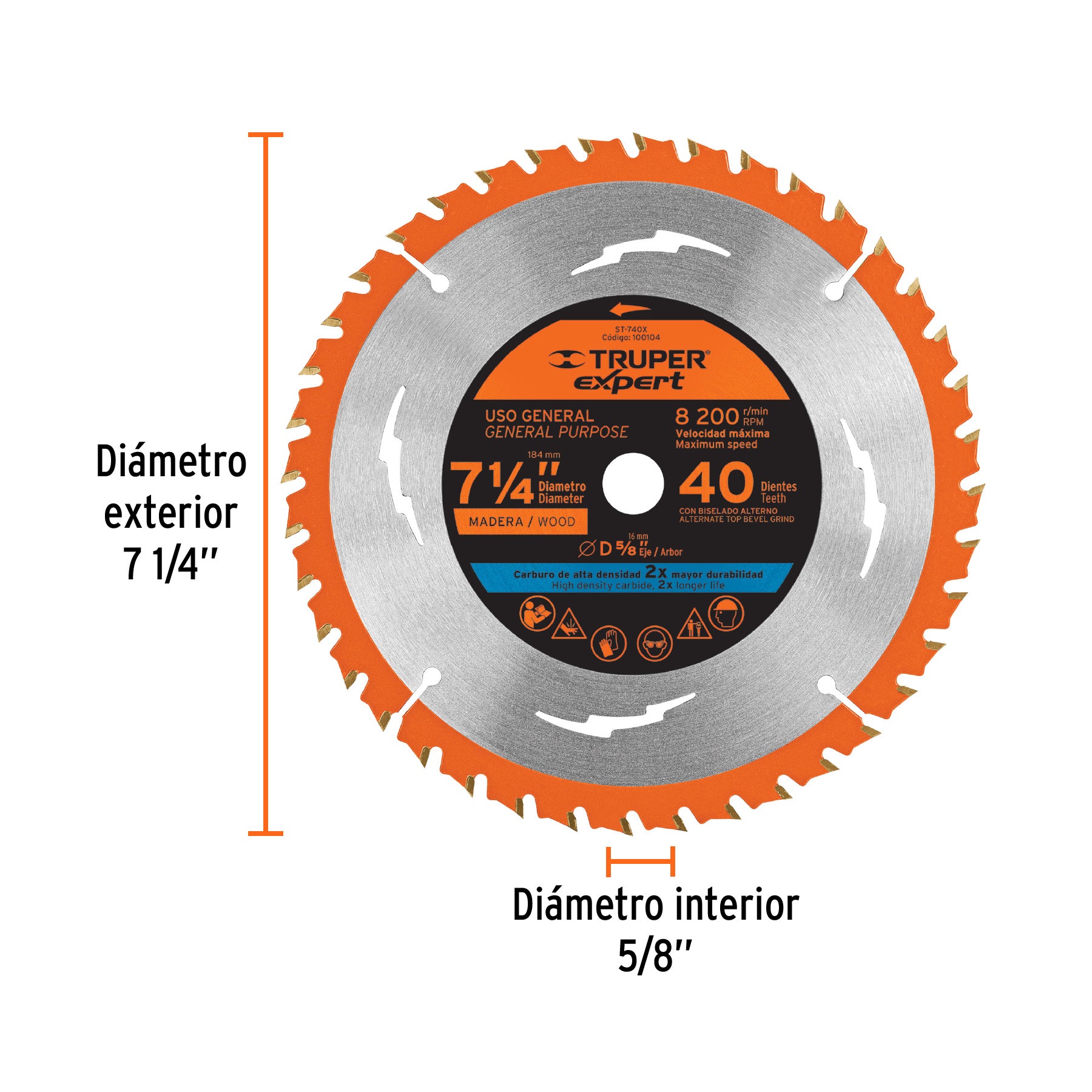 Disco sierra 7-1/4" p/madera, 40 dientes centro 5/8", EXPERT