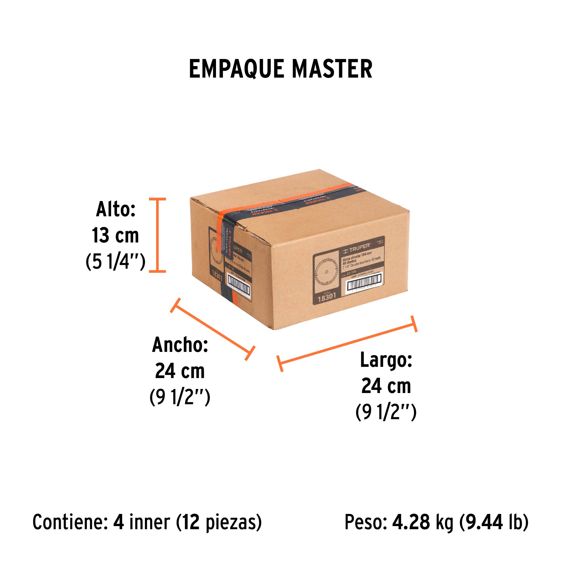 Disco sierra 7- 1/4" para madera, 40 dientes centro 5/8" - Empaque