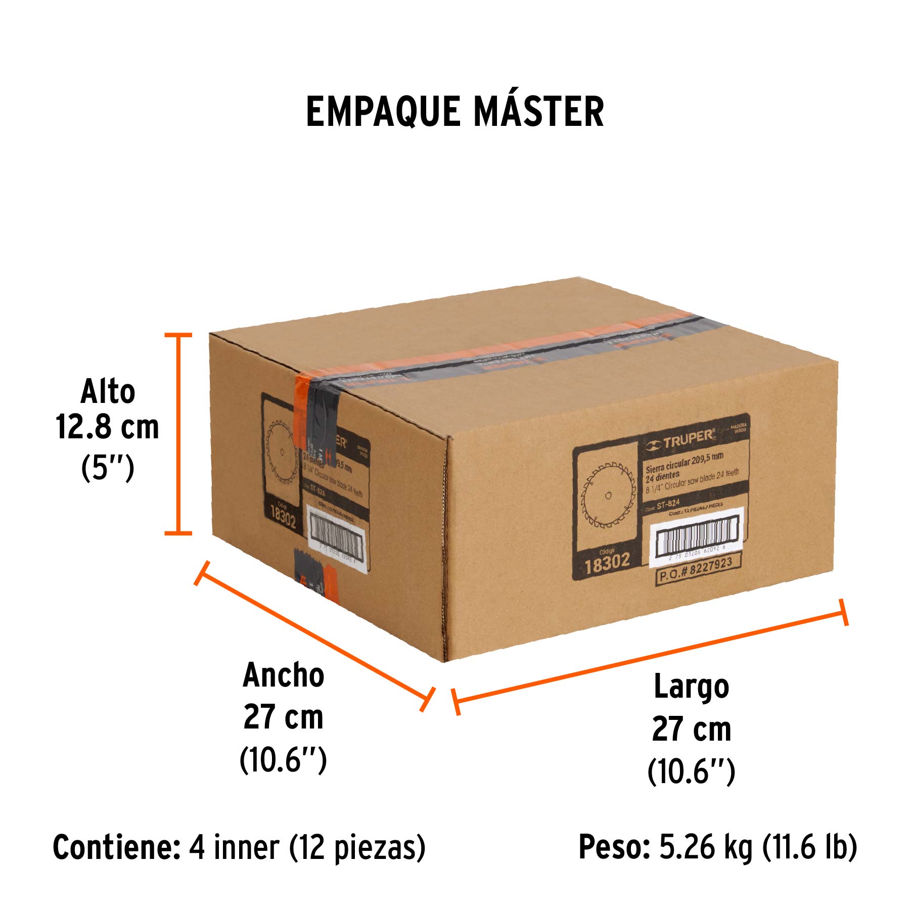 Disco sierra 8-1/4" para madera, 24 dientes centro 5/8" - Empaque