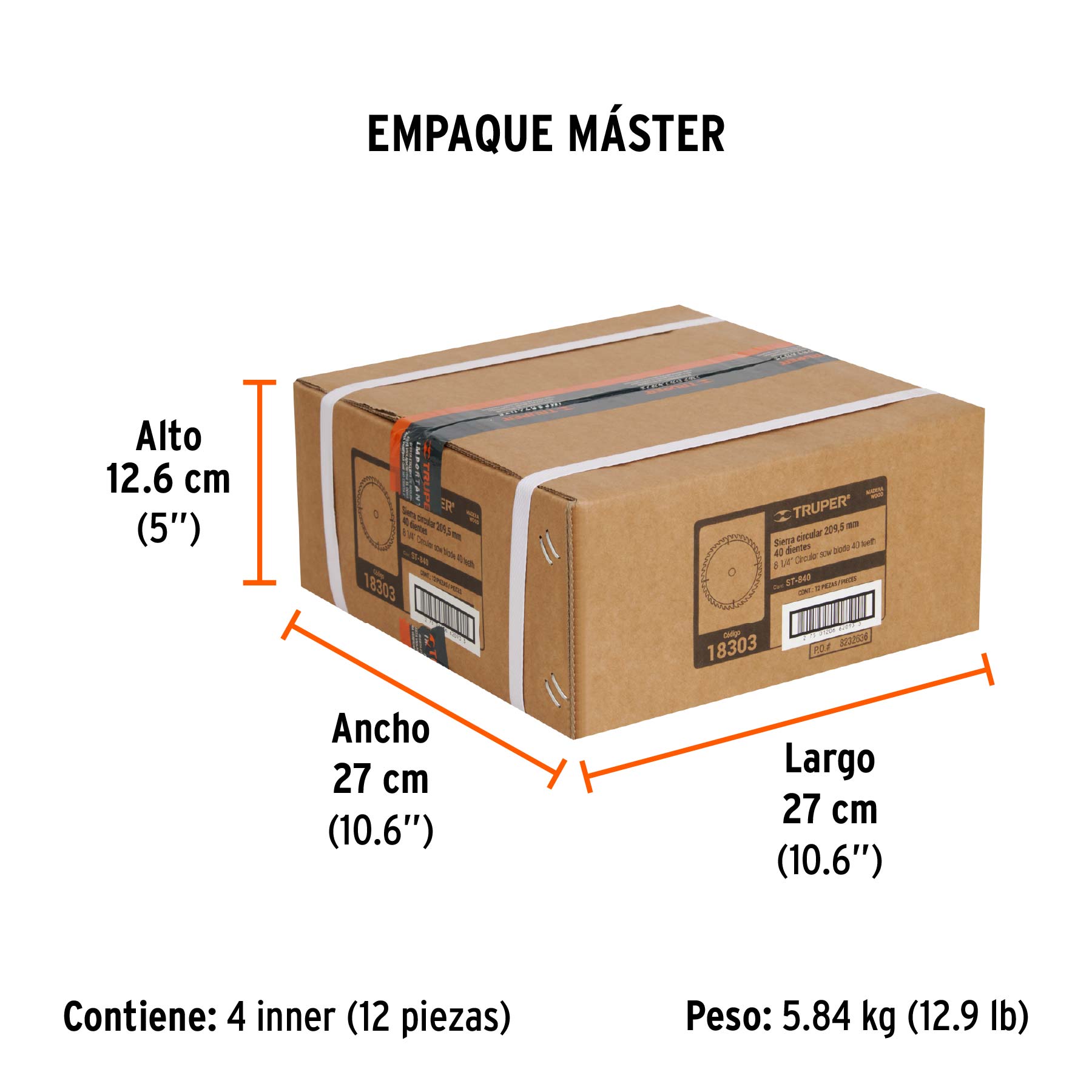Disco sierra 8-1/4" para madera, 40 dientes centro 5/8" - Empaque