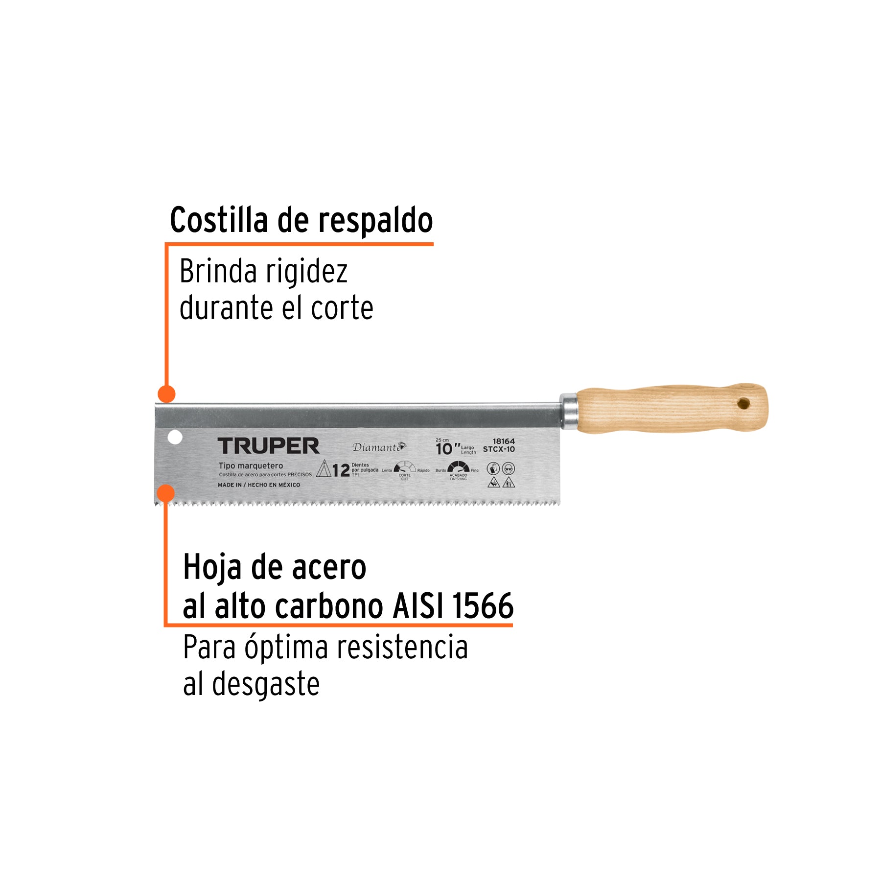 Serrucho tipo marquetero 10", 12 DPP, TRUPER