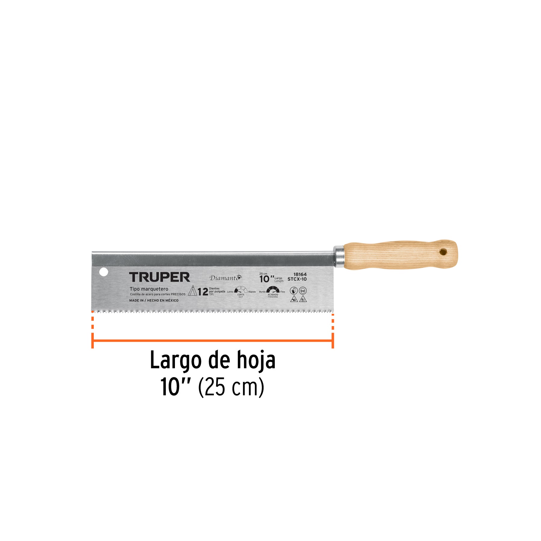 Serrucho tipo marquetero 10", 12 DPP, TRUPER