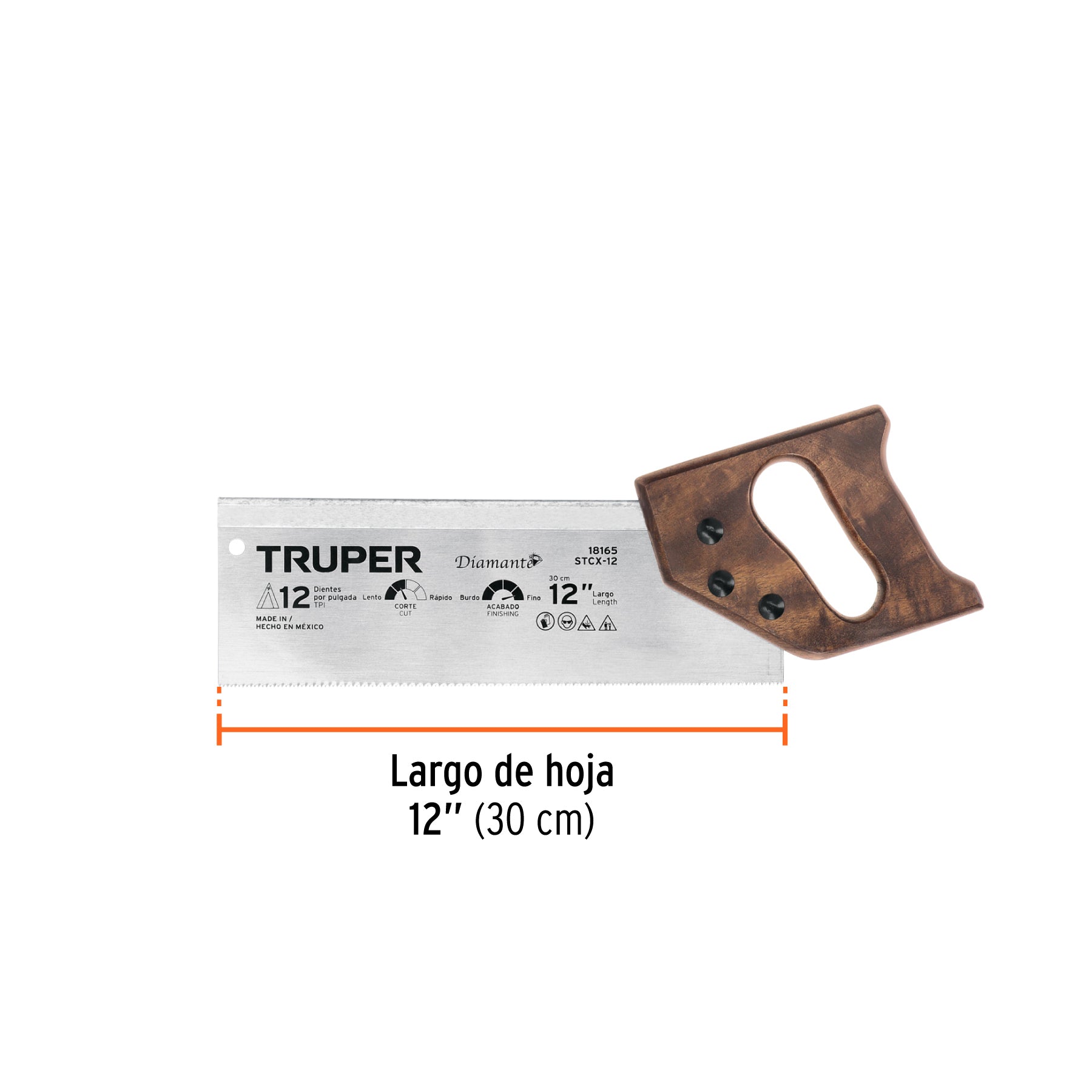 Serrucho de costilla 12" Diamante, 12 DPP, TRUPER