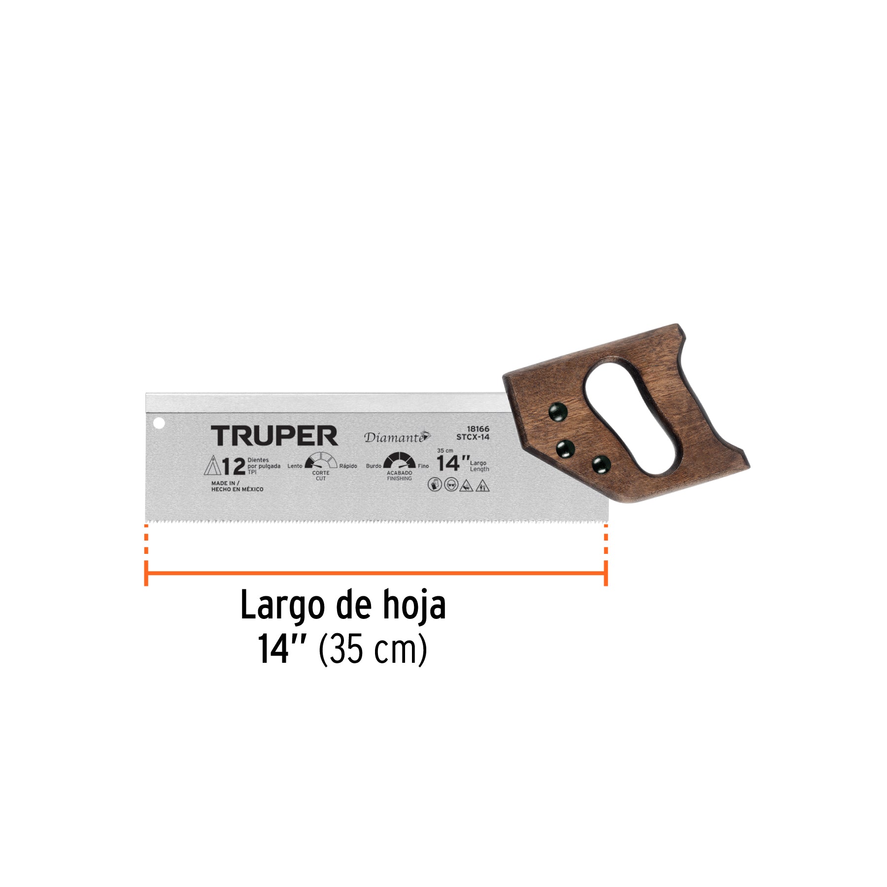 Serrucho de costilla 14" Diamante, 12 DPP, TRUPER