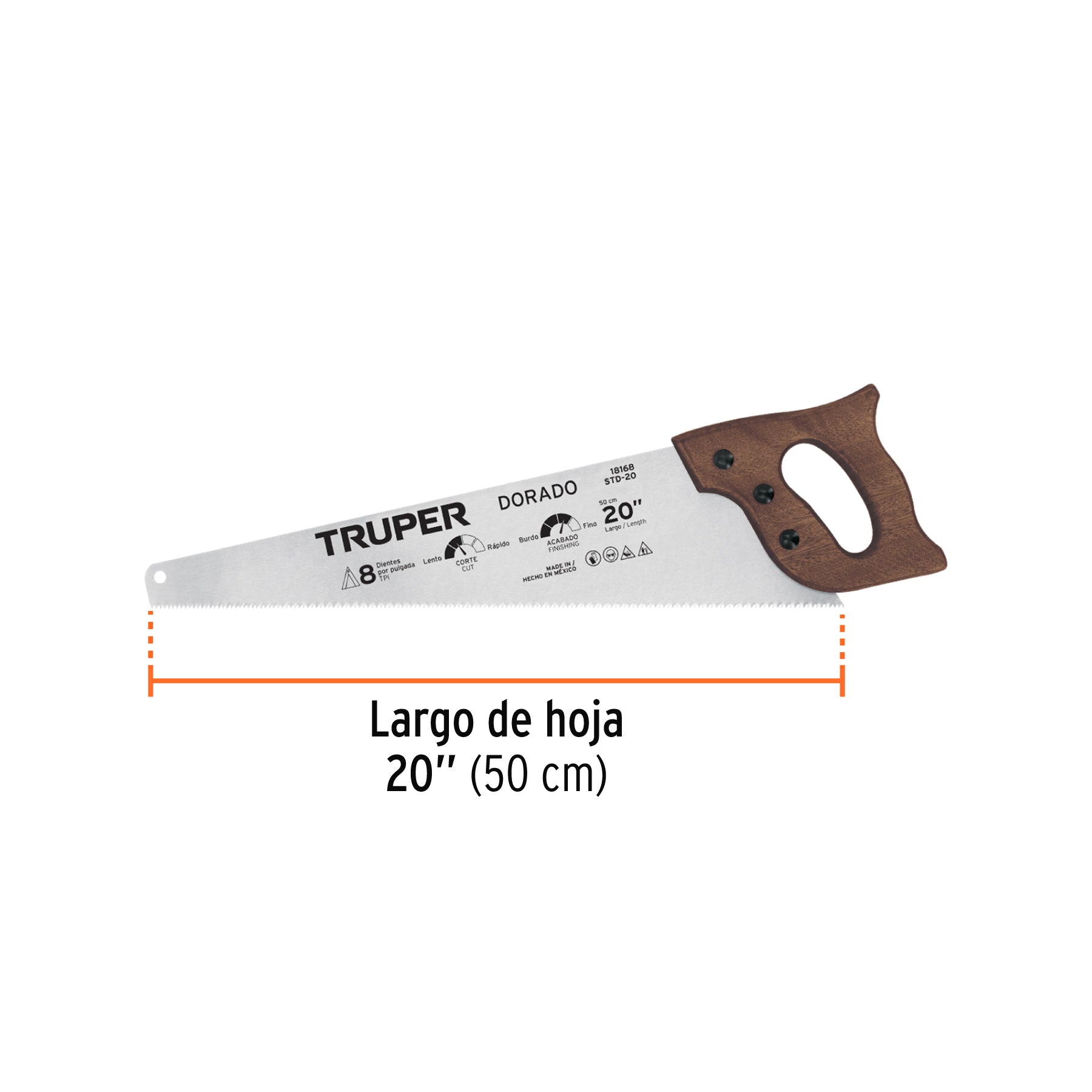 Serrucho 20" Dorado, 8 DPP, TRUPER