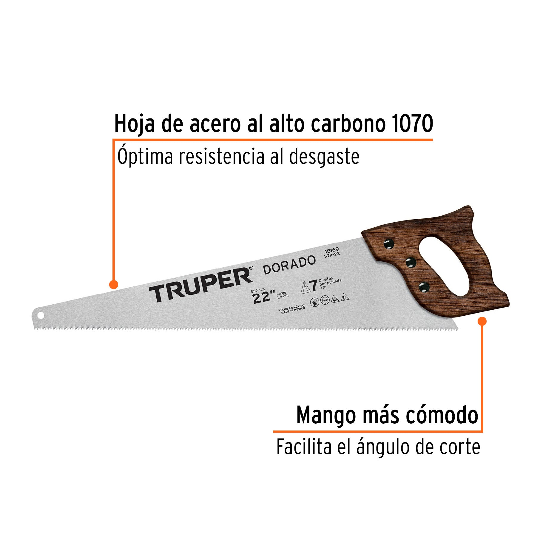 Serrucho 22" Dorado, 7 DPP, TRUPER