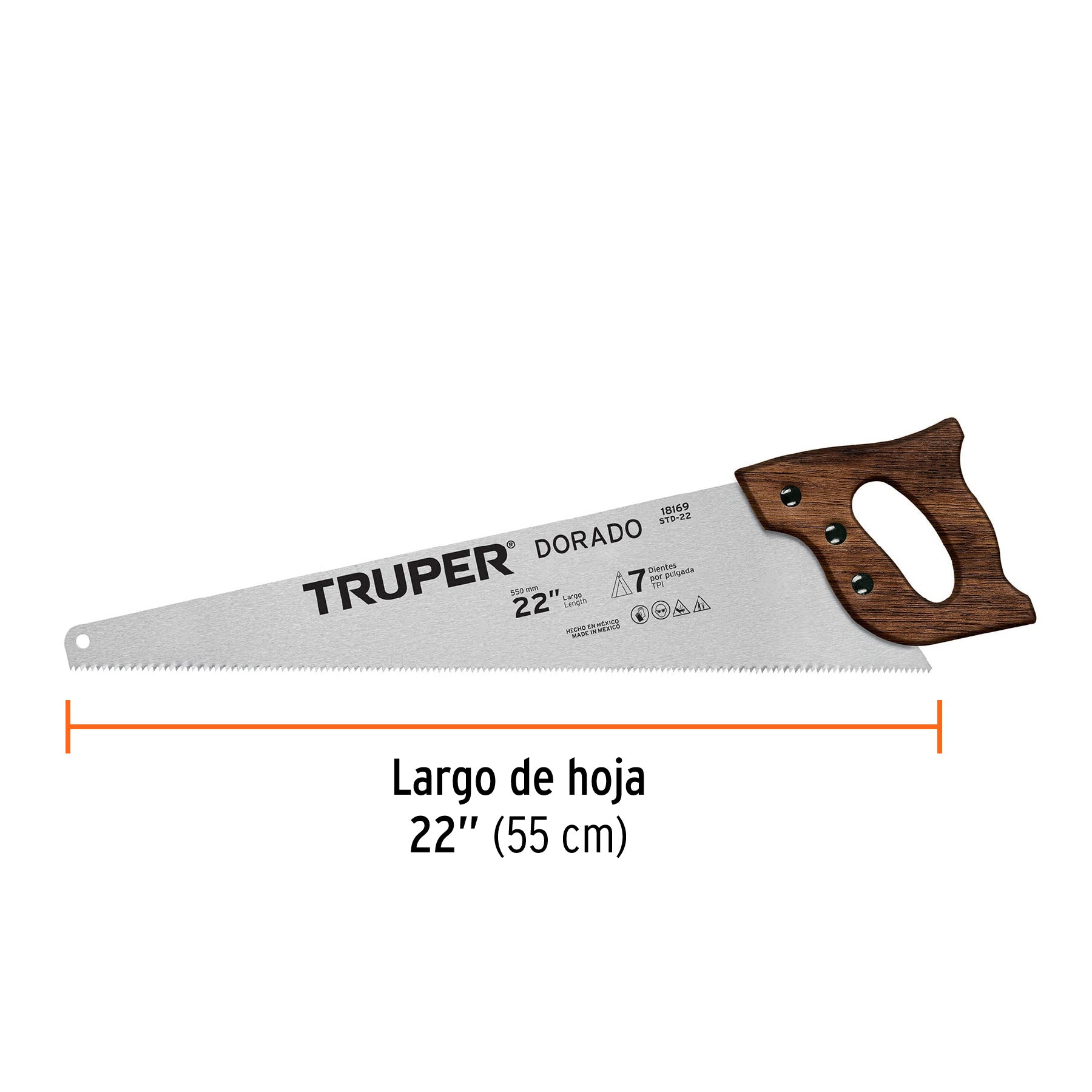 Serrucho 22" Dorado, 7 DPP, TRUPER