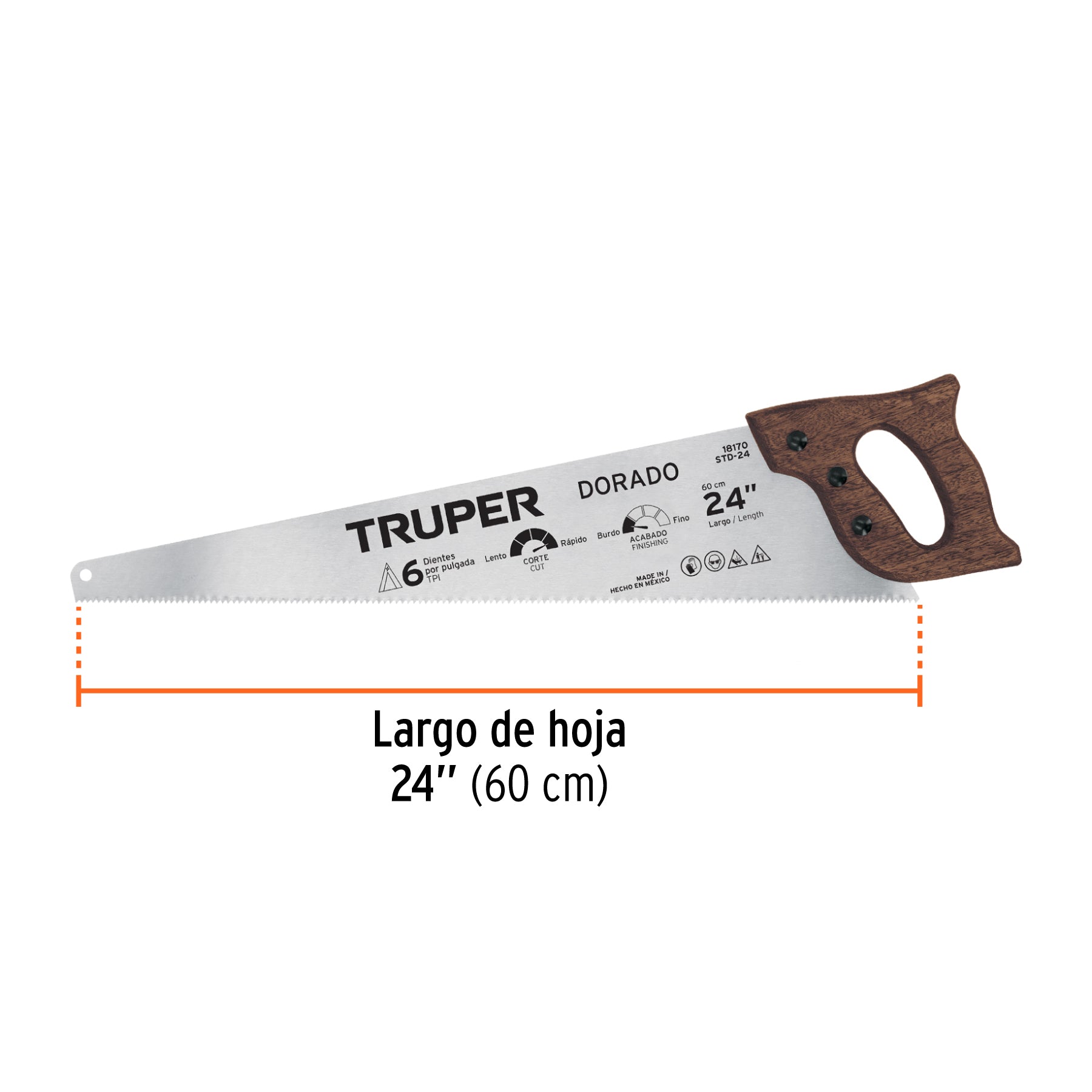 Serrucho 24" Dorado, 6 DPP, TRUPER