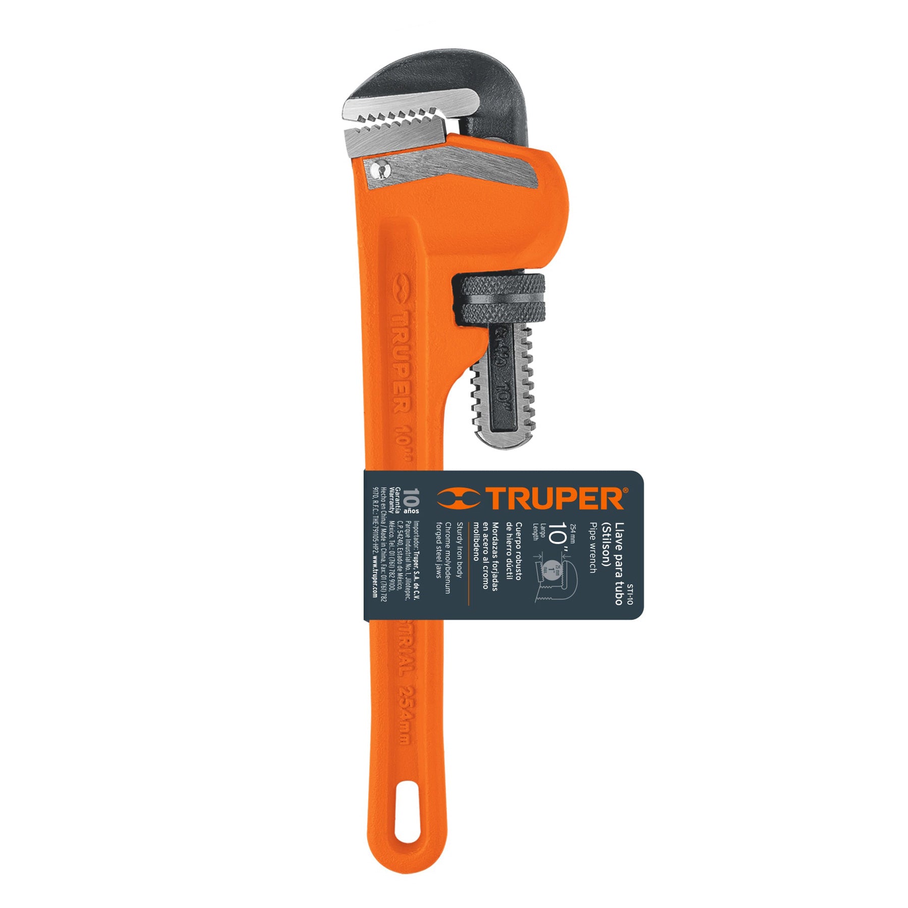 Llave stilson 10" cuerpo robusto de hierro dúctil, TRUPER