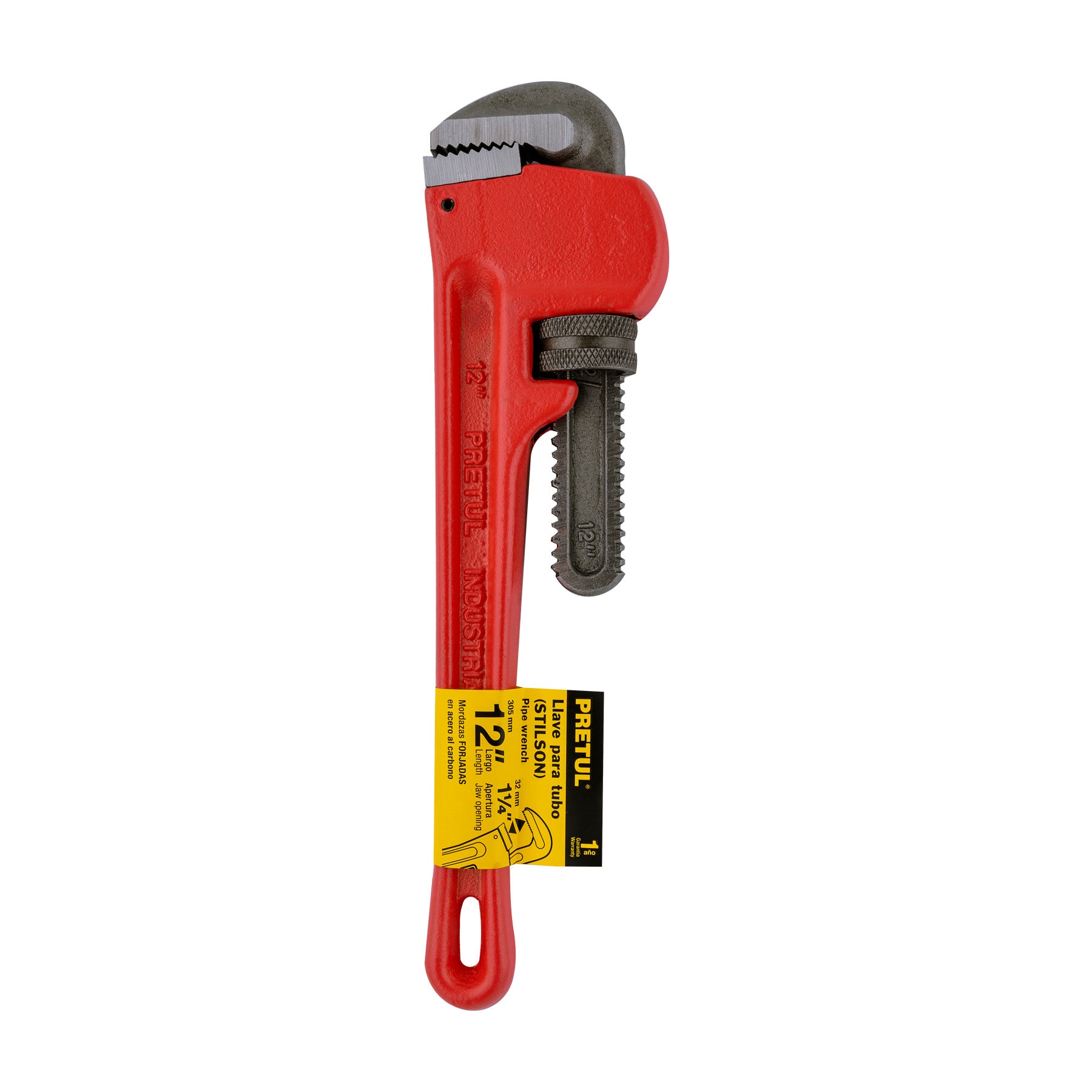 Llave stilson 12" cuerpo de hierro maleable, PRETUL
