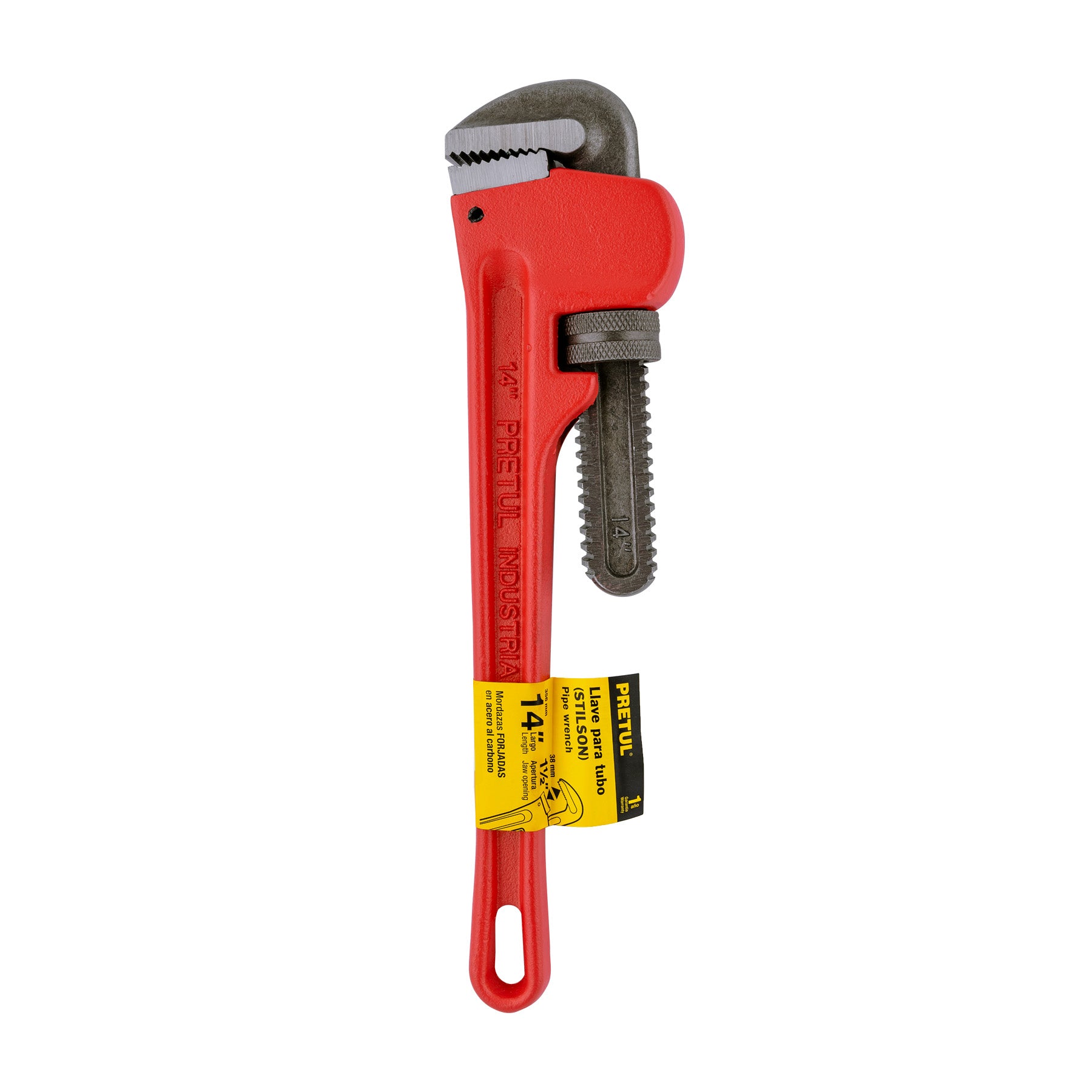Llave stilson 14" cuerpo de hierro maleable, PRETUL