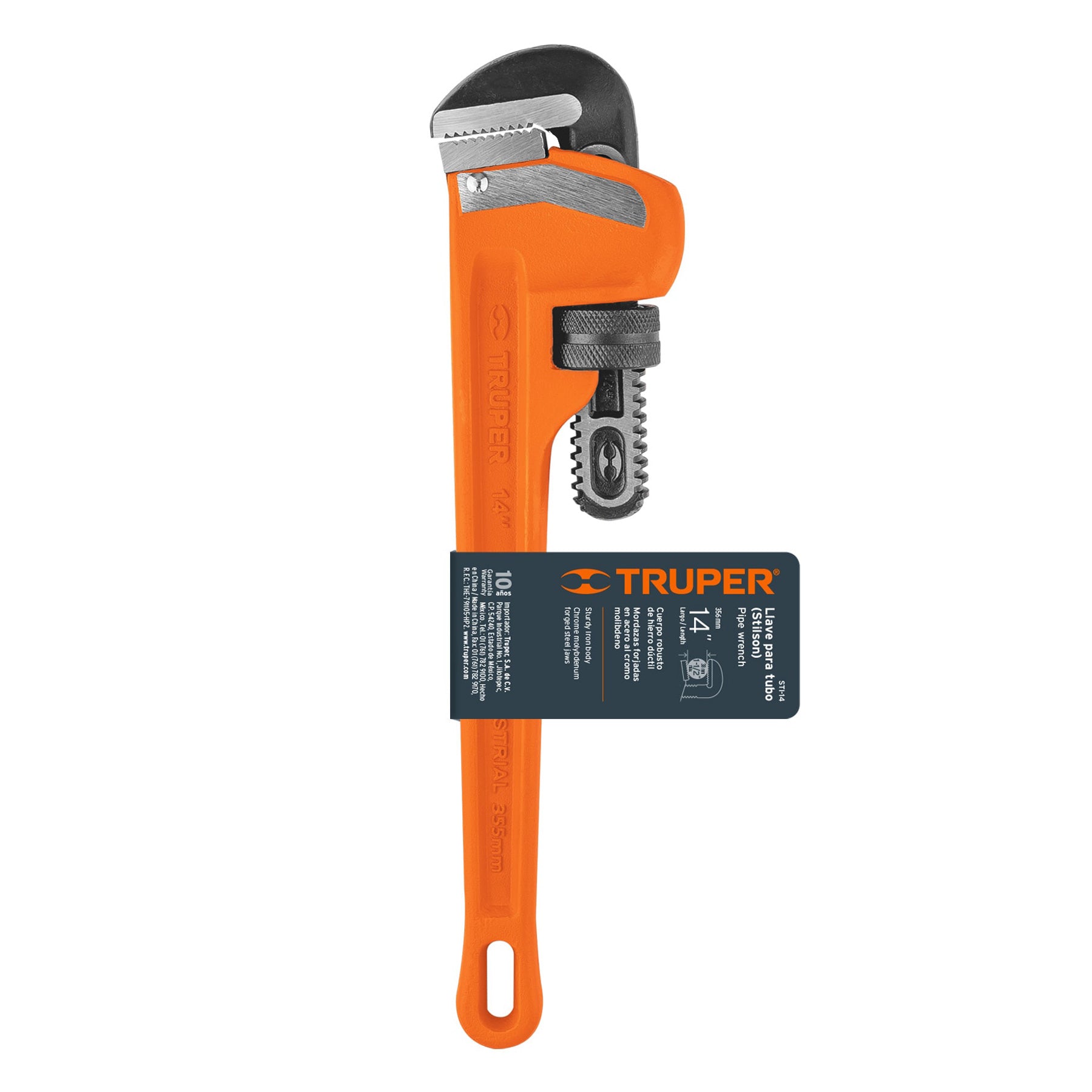 Llave stilson 14" cuerpo robusto de hierro dúctil, TRUPER