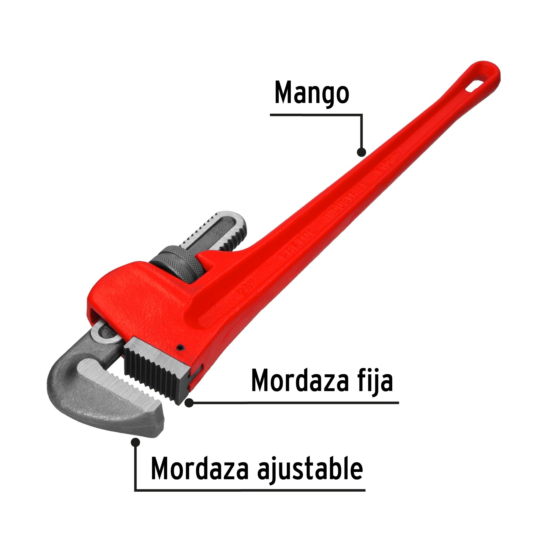 Llave stilson 24" cuerpo de hierro maleable, PRETUL