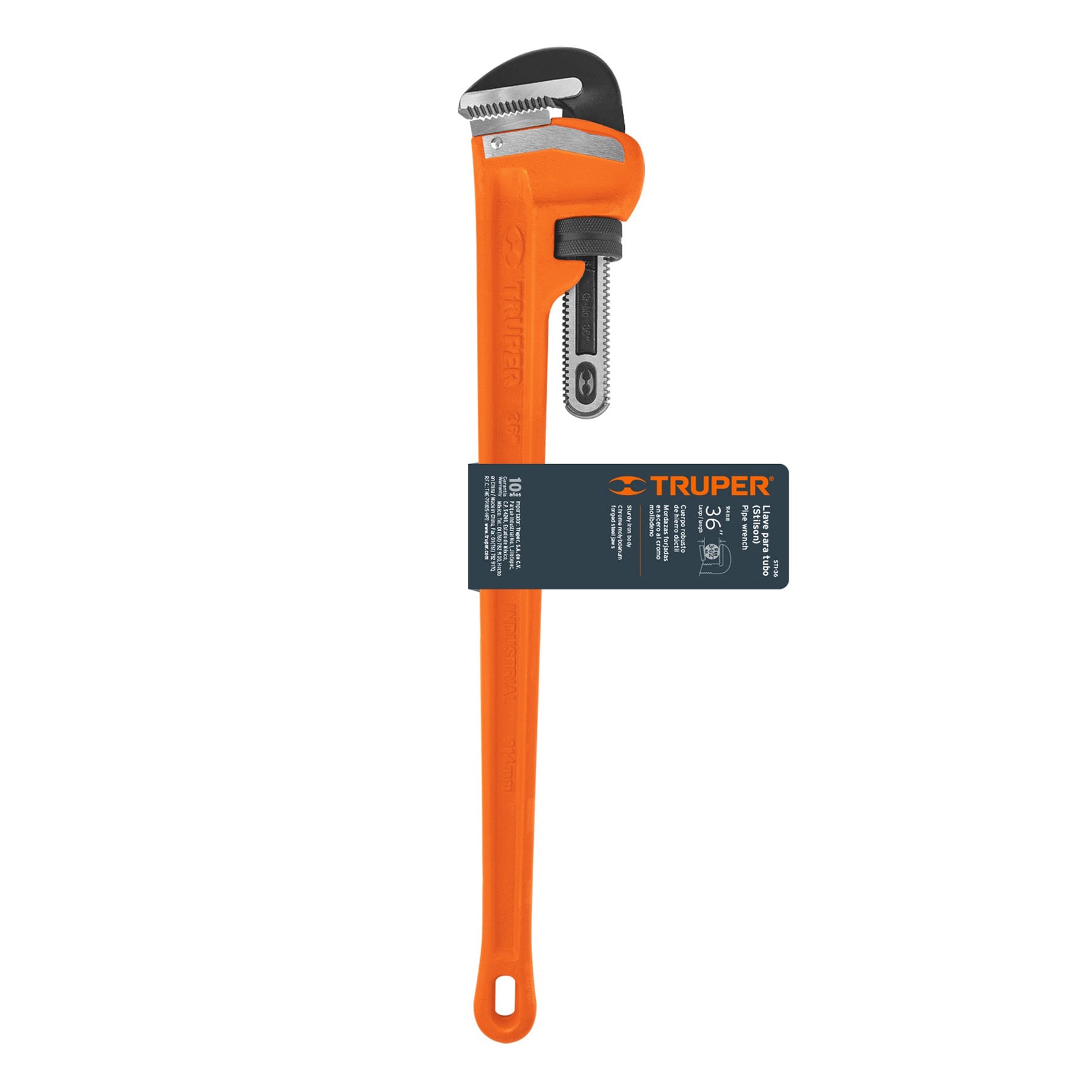 Llave stilson 36" cuerpo robusto de hierro dúctil, TRUPER
