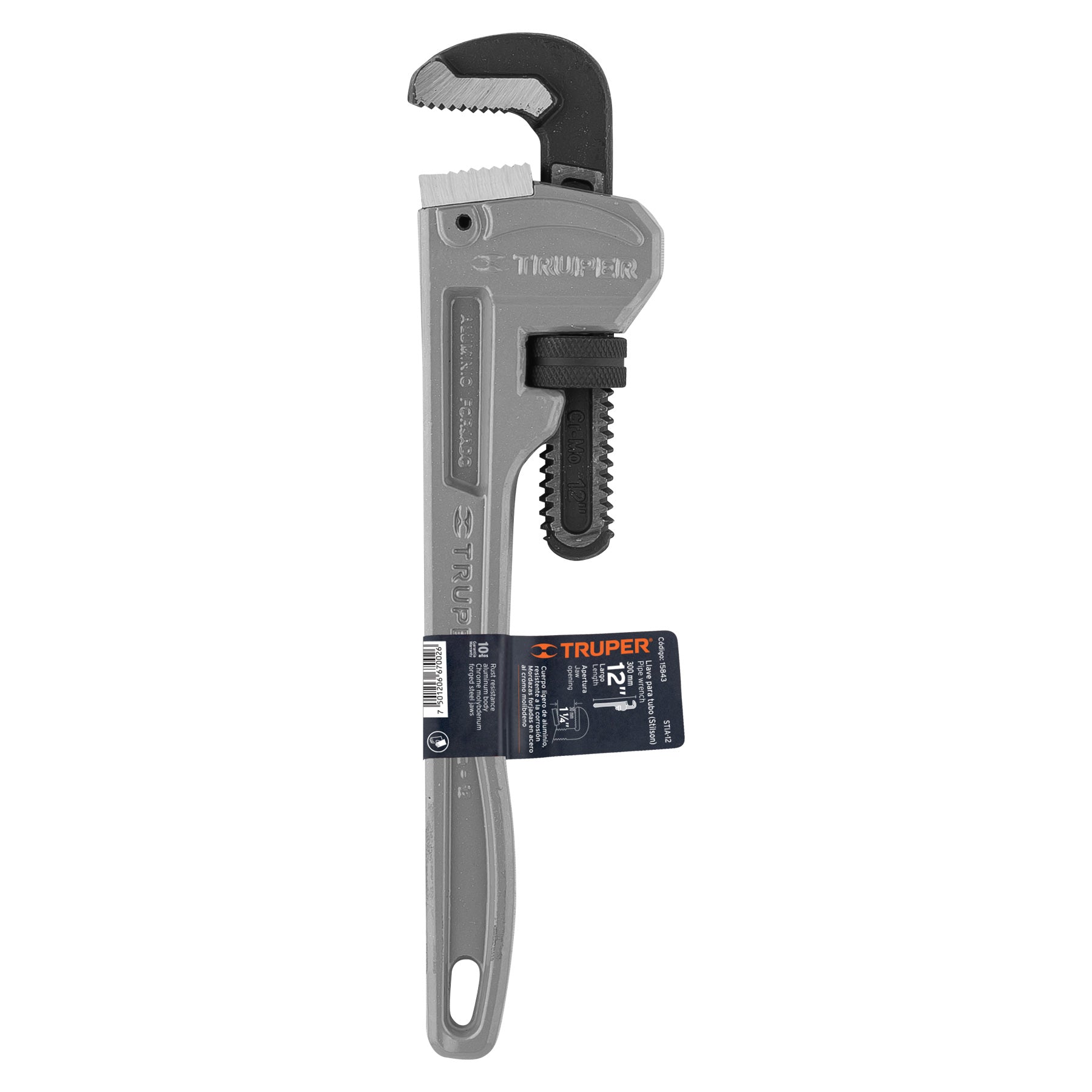 Llave stilson 12" cuerpo de aluminio, TRUPER