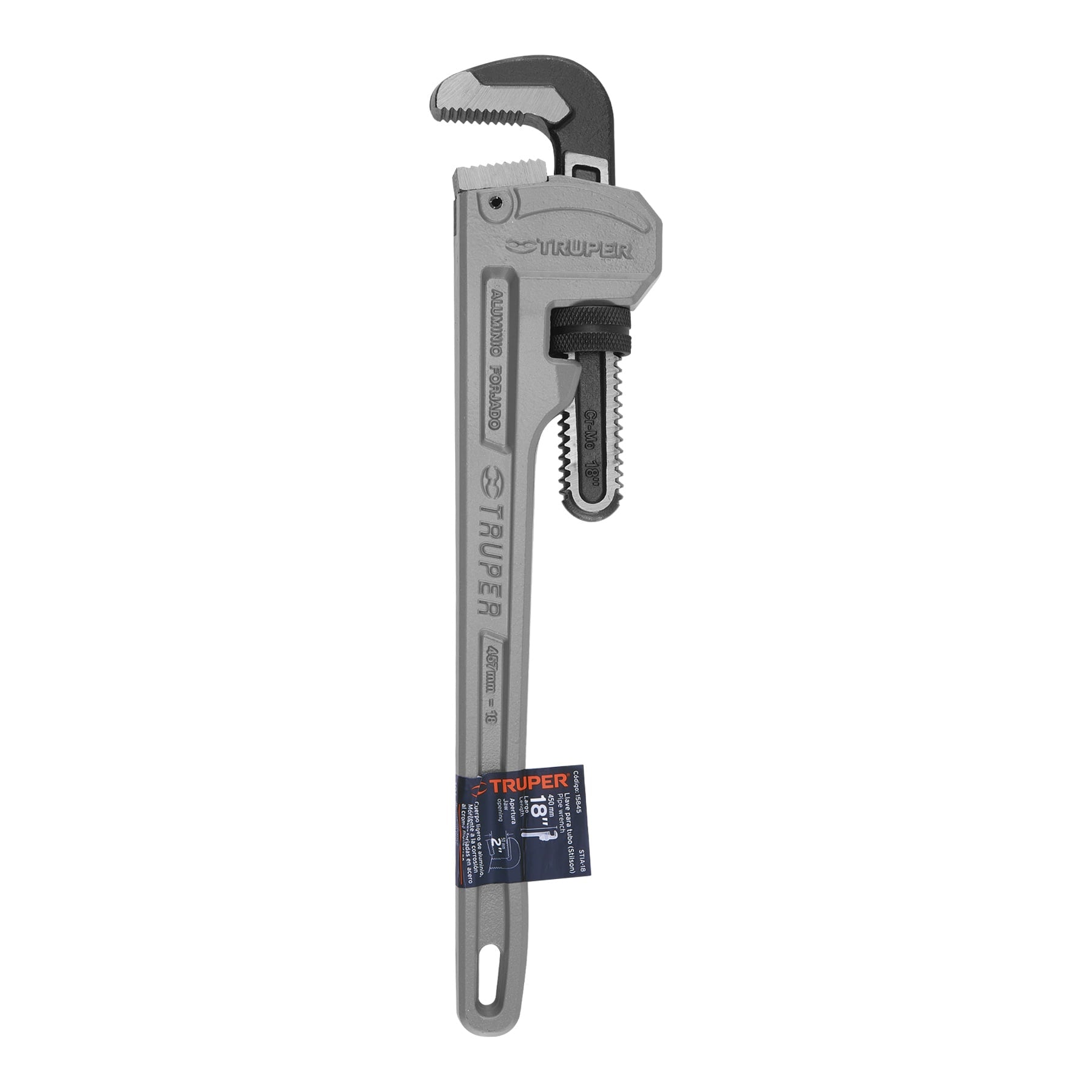 Llave stilson 18" cuerpo de aluminio, TRUPER