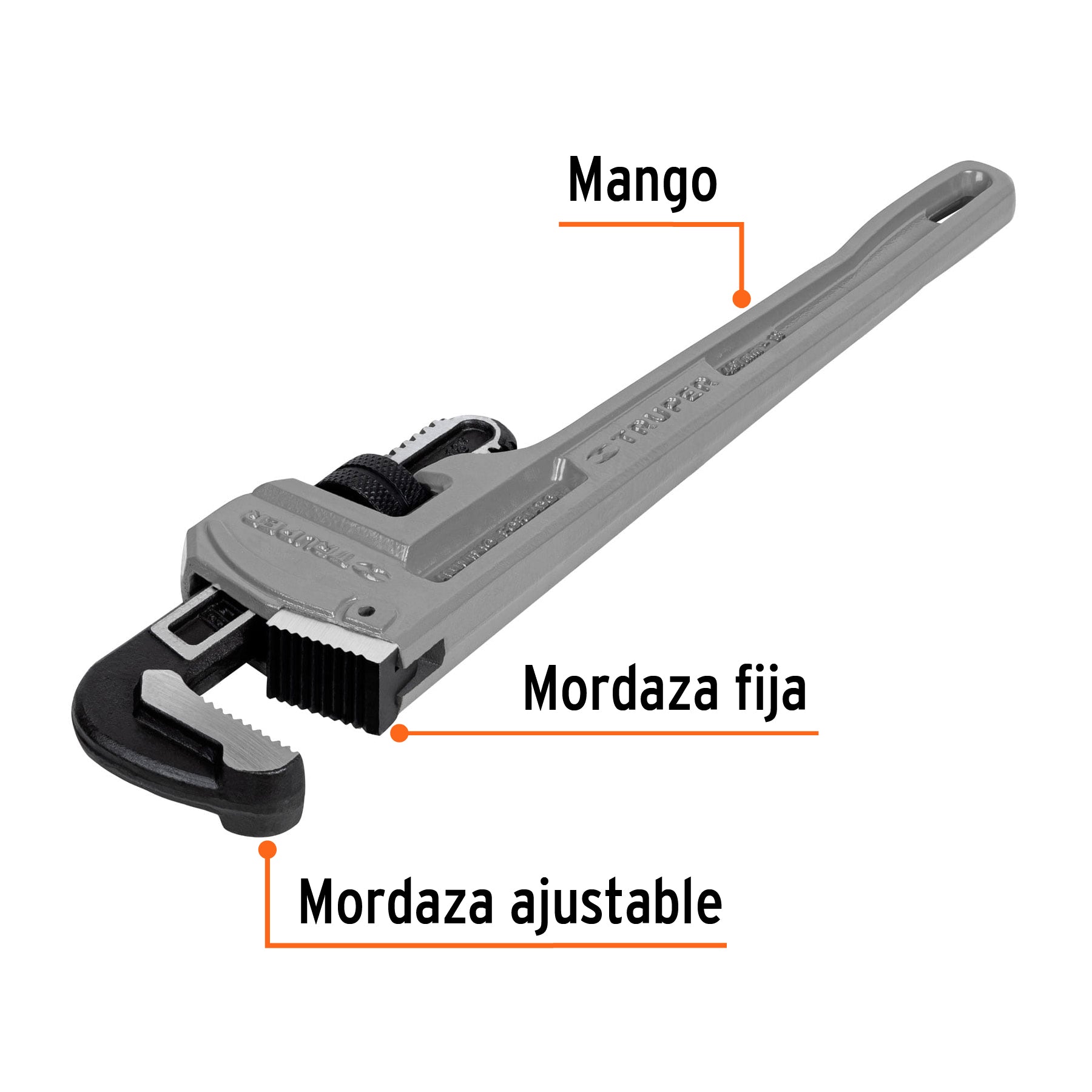 Llave stilson 18" cuerpo de aluminio, TRUPER