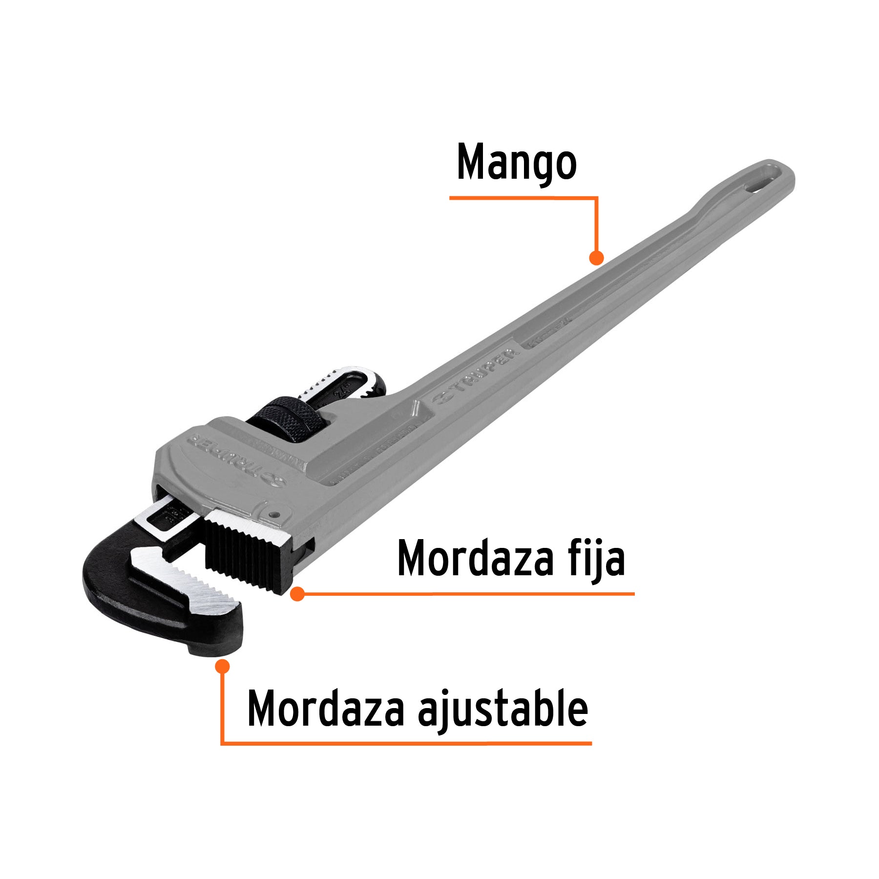 Llave stilson 24" cuerpo de aluminio, TRUPER