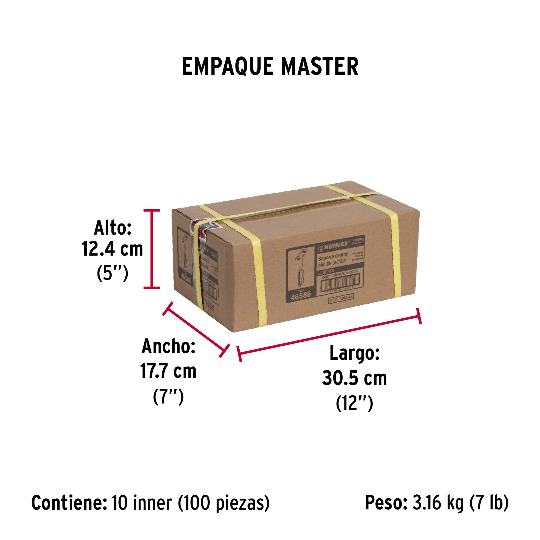 Soporte negro para tubo ovalado de closet, HERMEX - Empaque